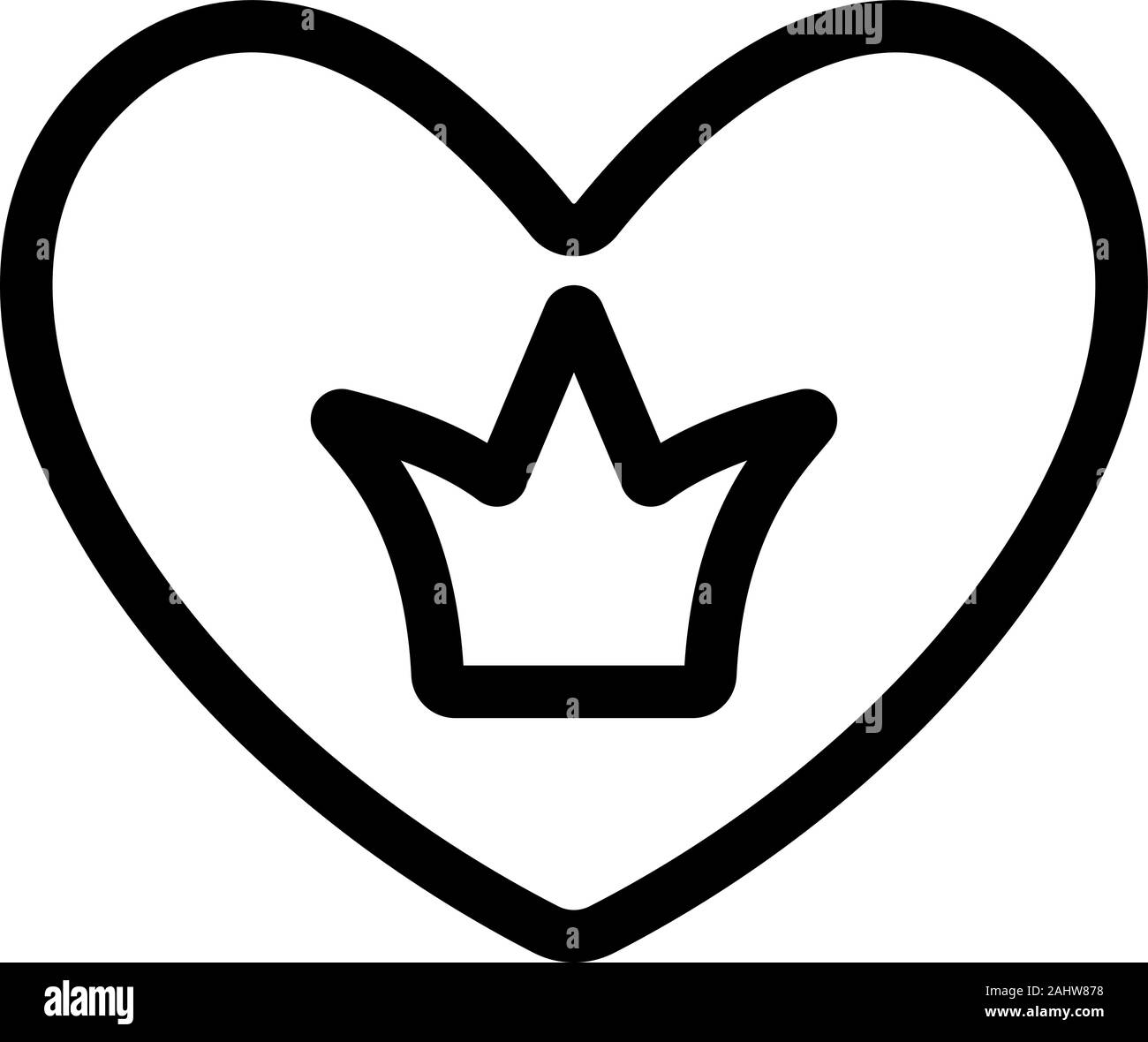 Corona con icona cuore vettore. Isolate il simbolo di contorno illustrazione Illustrazione Vettoriale