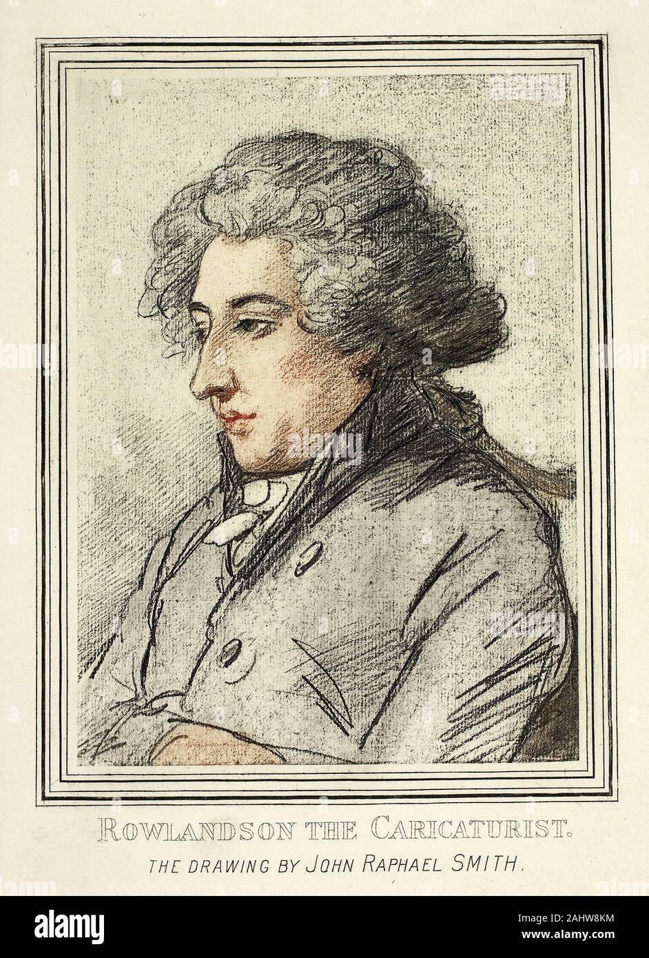 John Raphael Smith. Ritratto di Thomas Rowlandson, da riproduzioni di disegni di Vecchi Maestri nel British Museum. 1894. In Inghilterra. Colore riproduzione fotografica su avorio carta intessuta Foto Stock