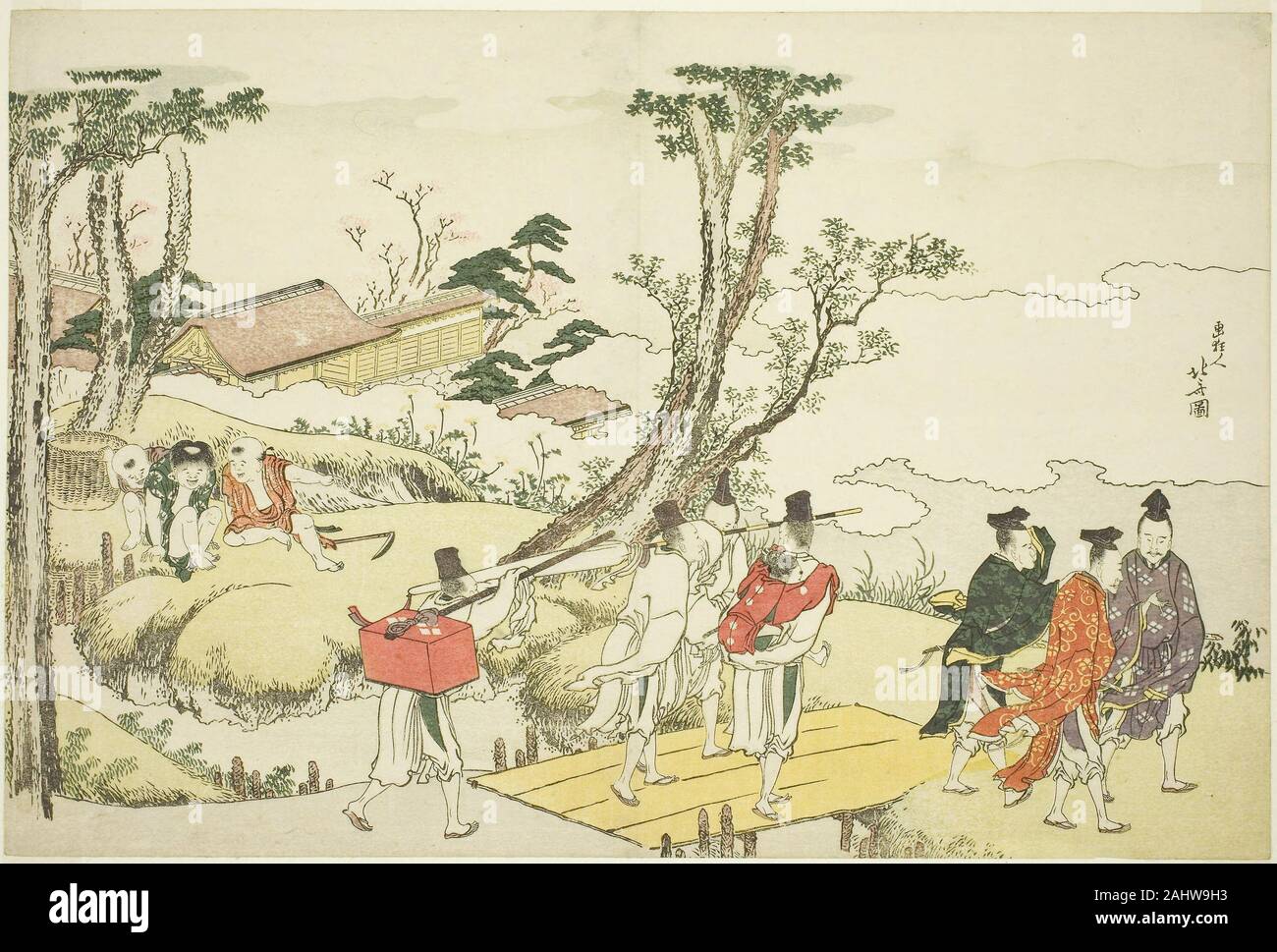 Katsushika Hokusai. Frontespizio per l'album illustrato trentasei donne immortali poeti ( Nishikizuri onna sanjurokkasen ). 1801. Il Giappone. Colore stampa woodblock; surimono Foto Stock