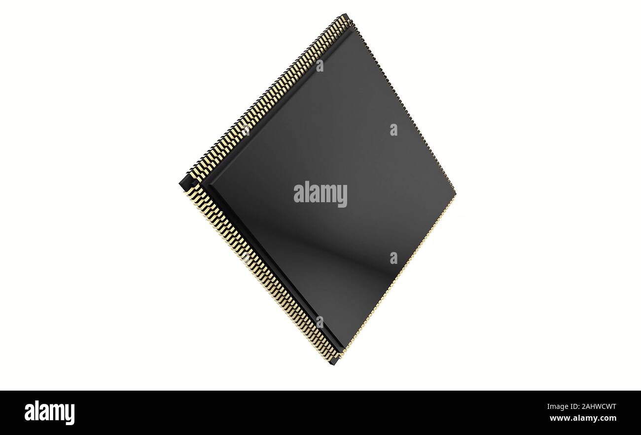 Computer chip della CPU closeup 3D render Foto Stock
