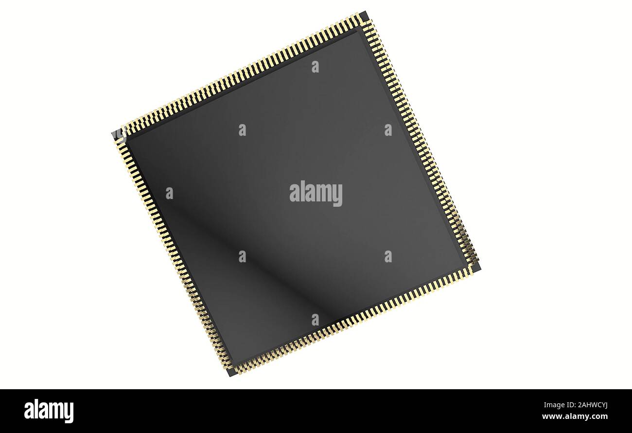 Computer chip della CPU closeup 3D render Foto Stock