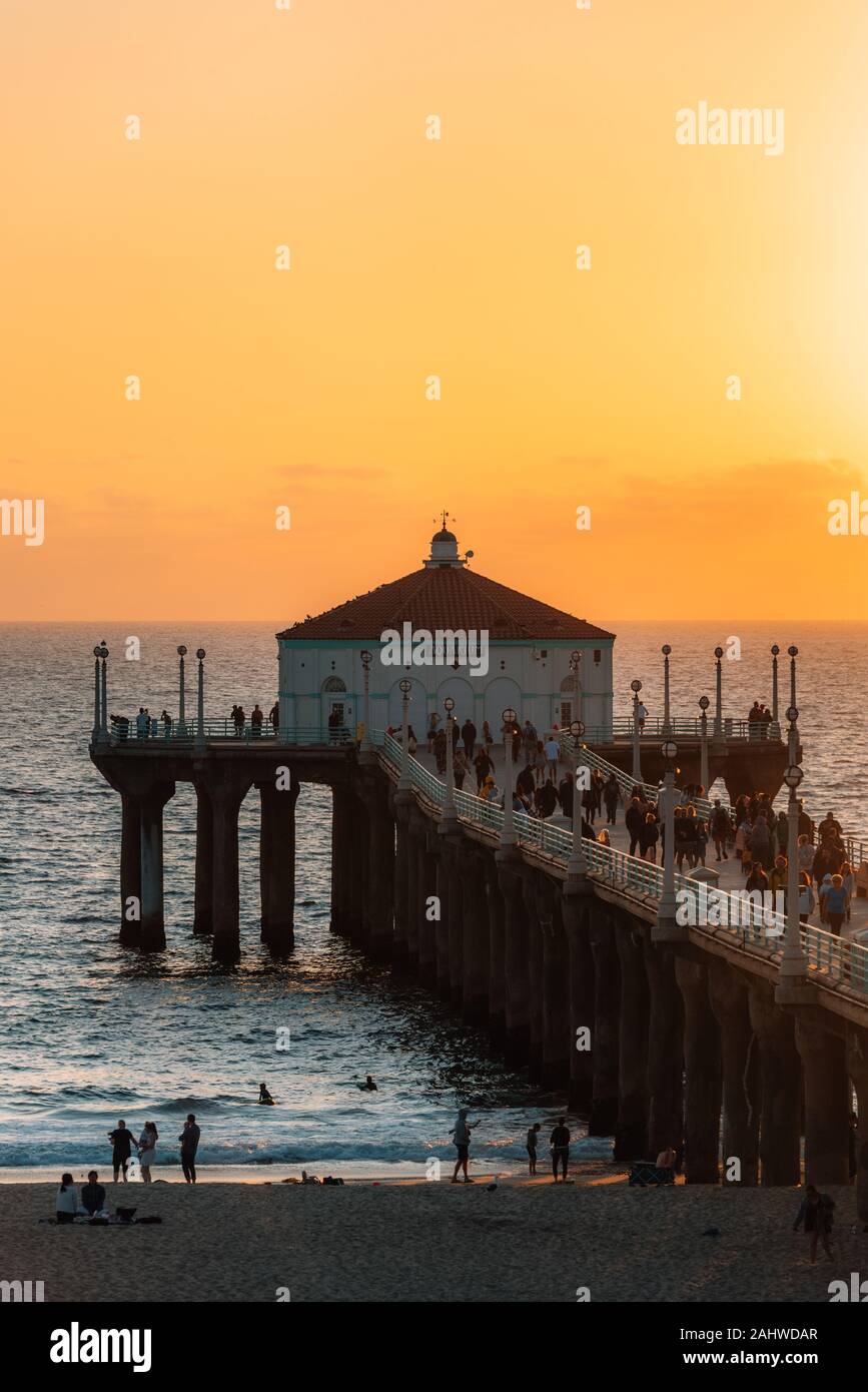 Il Porto di Manhattan al tramonto a Los Angeles, California Foto Stock