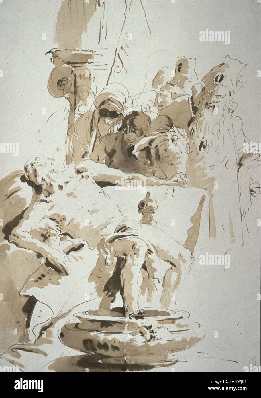 Giambattista Tiepolo. Fantasia sulla morte di Seneca. 1735-1740. L'Italia. Penna e inchiostro bruno con pennello e lavaggio marrone, oltre gesso nero, su avorio di cui la carta Foto Stock
