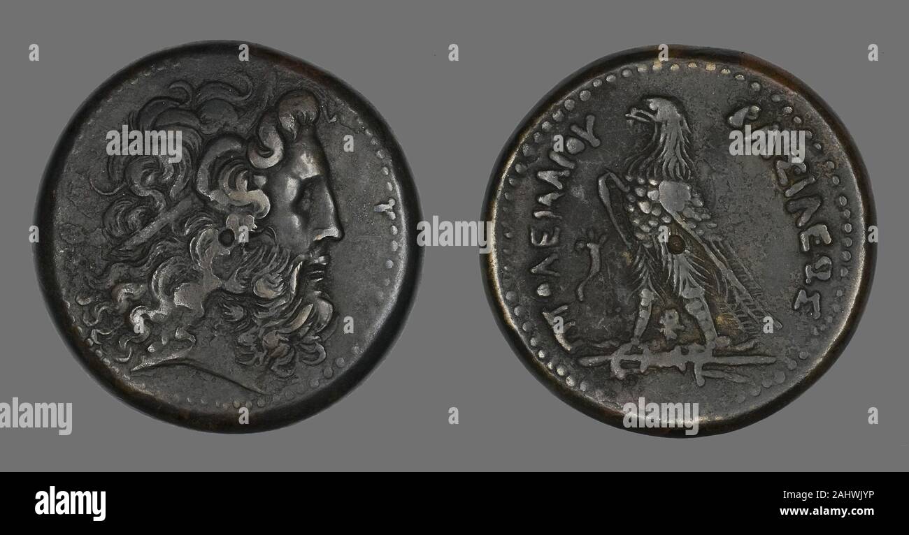 Il Greco antico. Medaglia raffigurante il dio Zeus. 247 BC-222 BC. Grecia antica. Bronzo Foto Stock