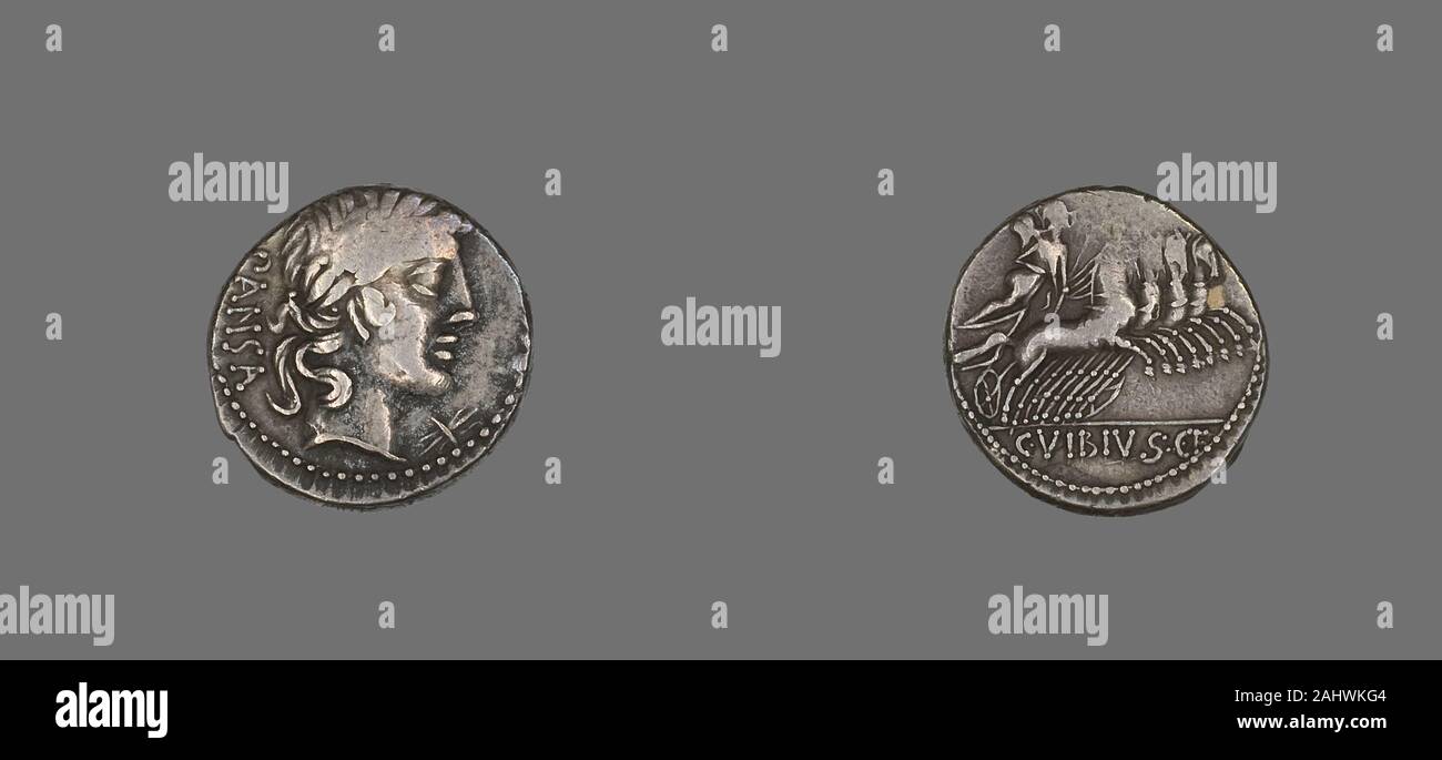 Antico romano. Denario (moneta) raffigurante il dio Apollo. 90 BC. L'Italia. Argento Foto Stock