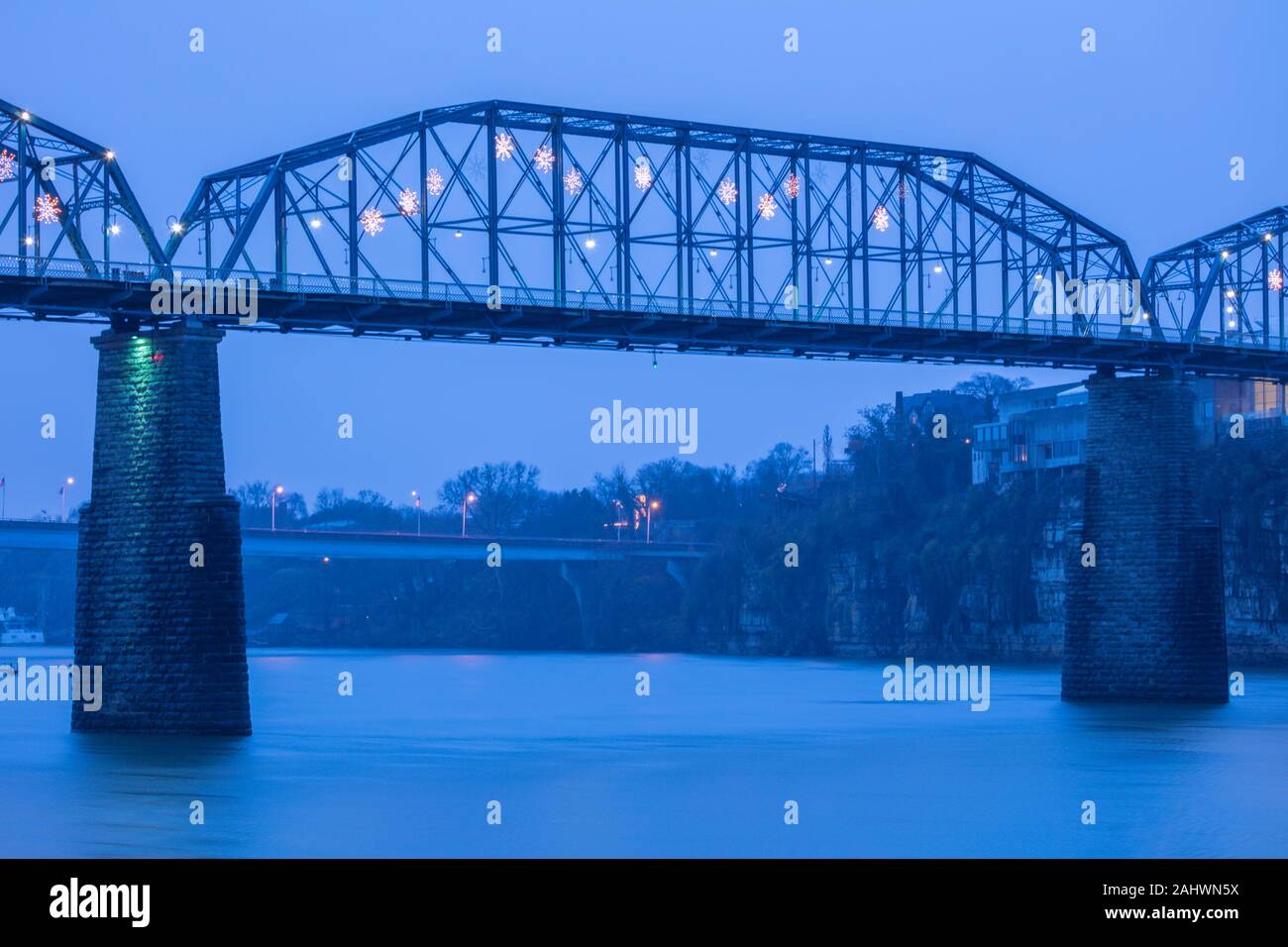 Walnut Street Bridge di Chattanooga. Chattanooga, Tennessee, Stati Uniti d'America. Foto Stock