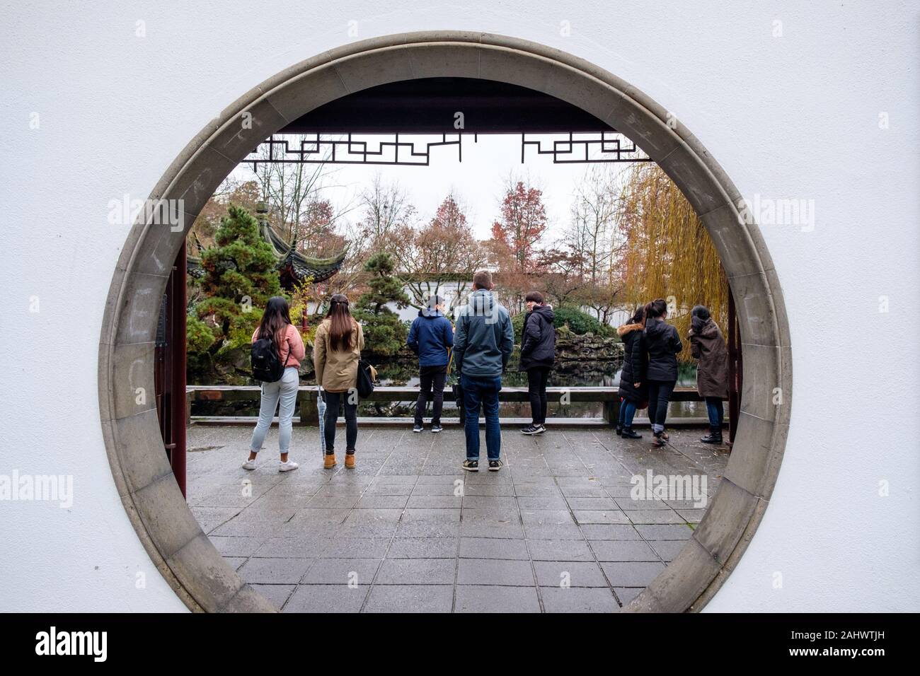 Ingresso al Dr Sun Yat-Sen Park, Cinese-stile parco pubblico, Vancouver, British Columbia, Canada Foto Stock