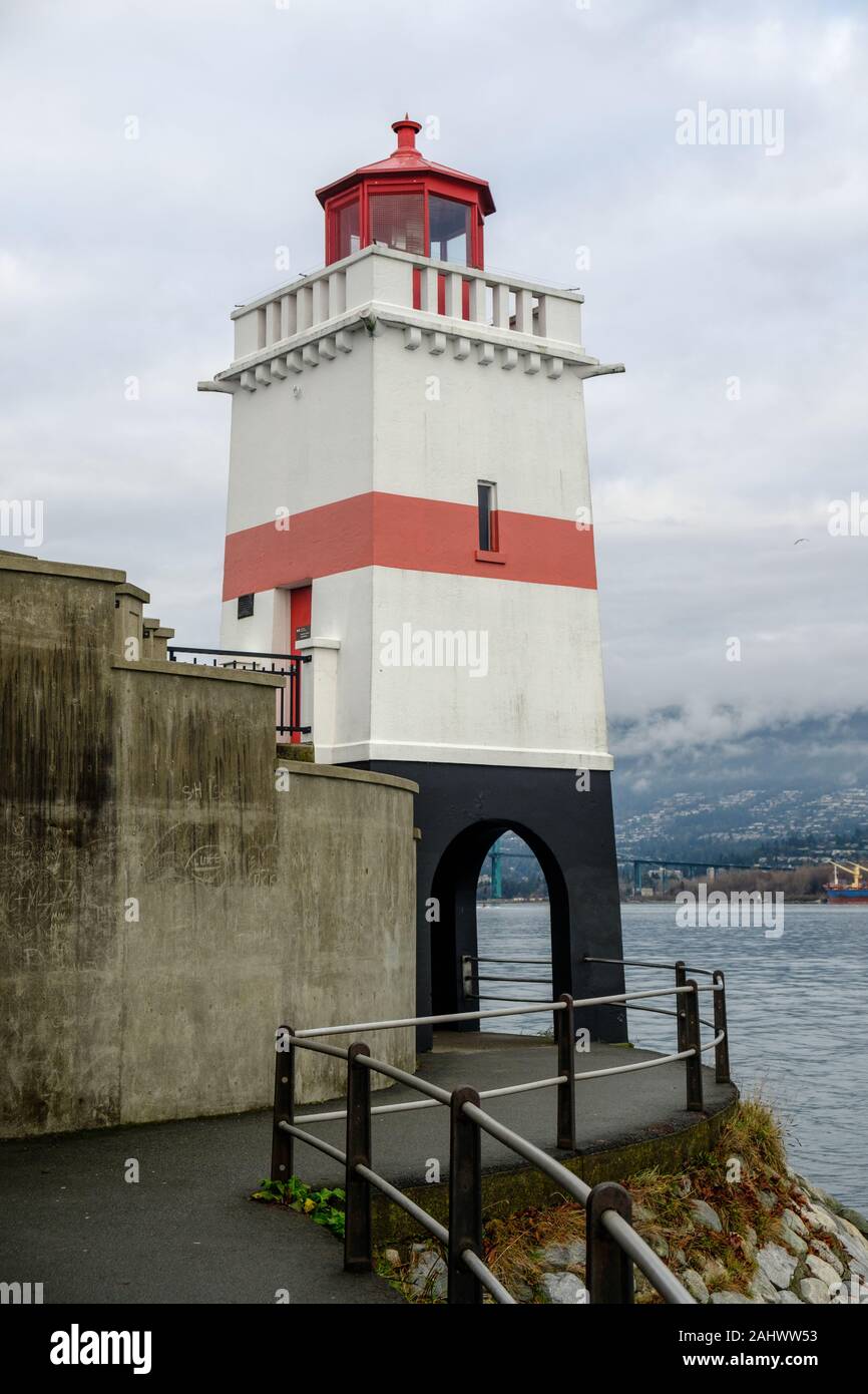 Brockton Point lighthouse a Stanley Park, Vancouver, British Columbia, Canada. Foto Stock