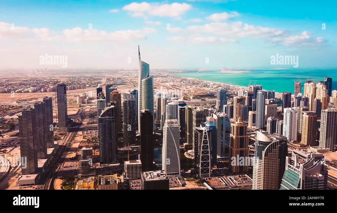 Foto aerea del paesaggio urbano di Dubai Foto Stock