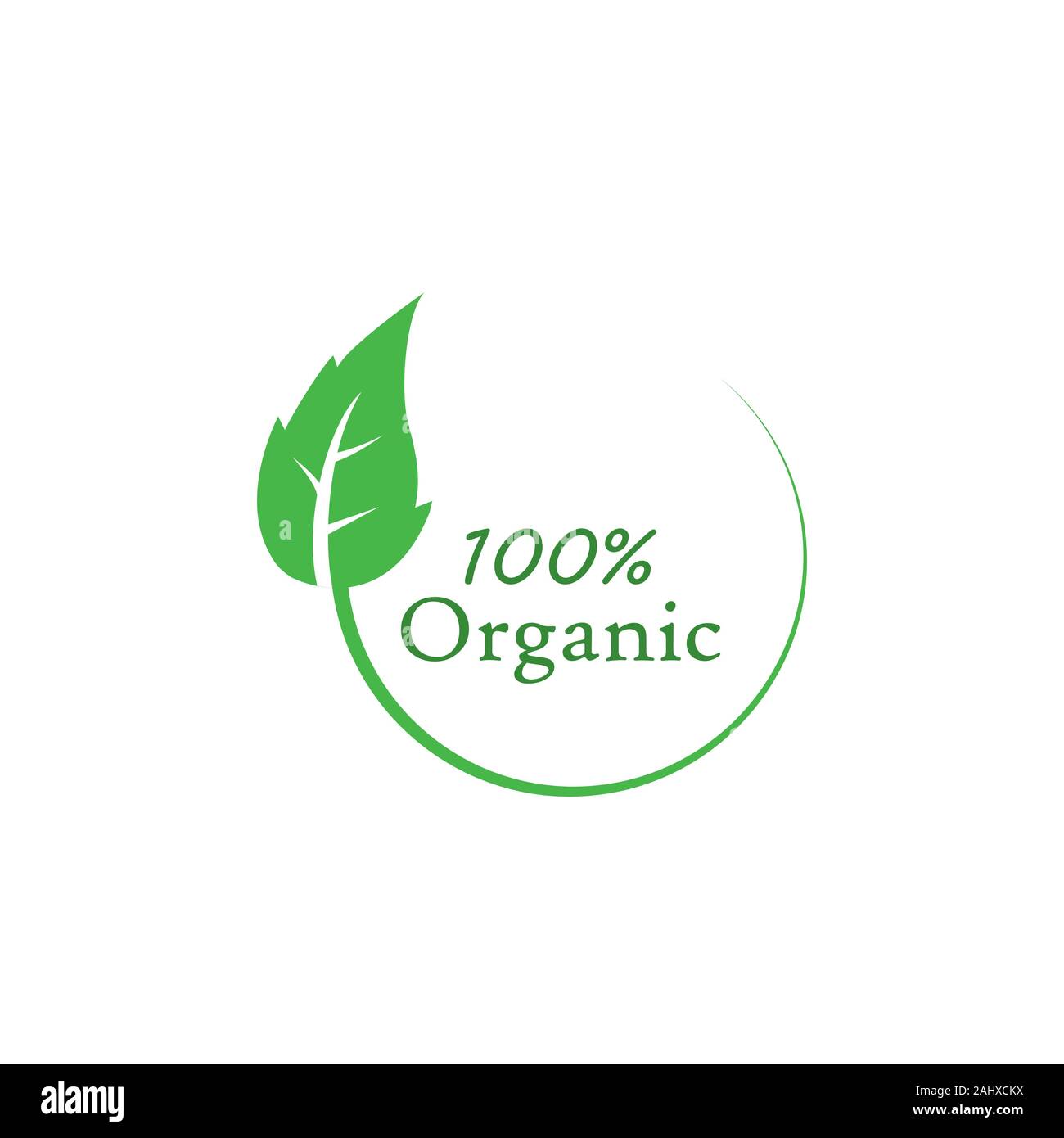 Foglia verde, icona di organico. Illustrazione Vettoriale, design piatto Illustrazione Vettoriale