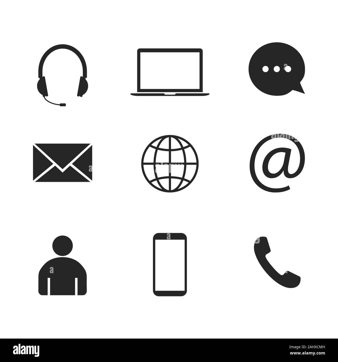 Icona contatto set. Illustrazioni vettoriali. Design piatto. Illustrazione Vettoriale