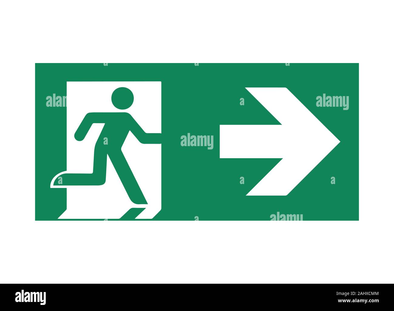 Uscita di emergenza segno. Illustrazione Vettoriale, design piatto Illustrazione Vettoriale