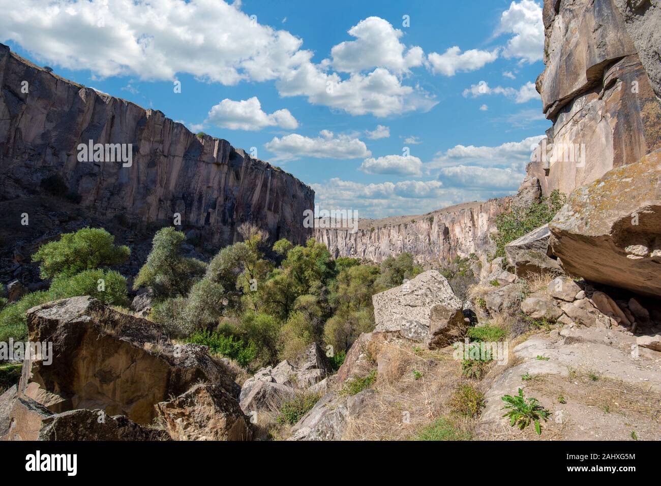 La Valle di Ihlara o Valle di Peristrema o Valle di Ihlara Vadisi è un canyon situato nel sud-ovest della regione turca della Cappadocia. Provincia di Aksaray, Turchia Foto Stock