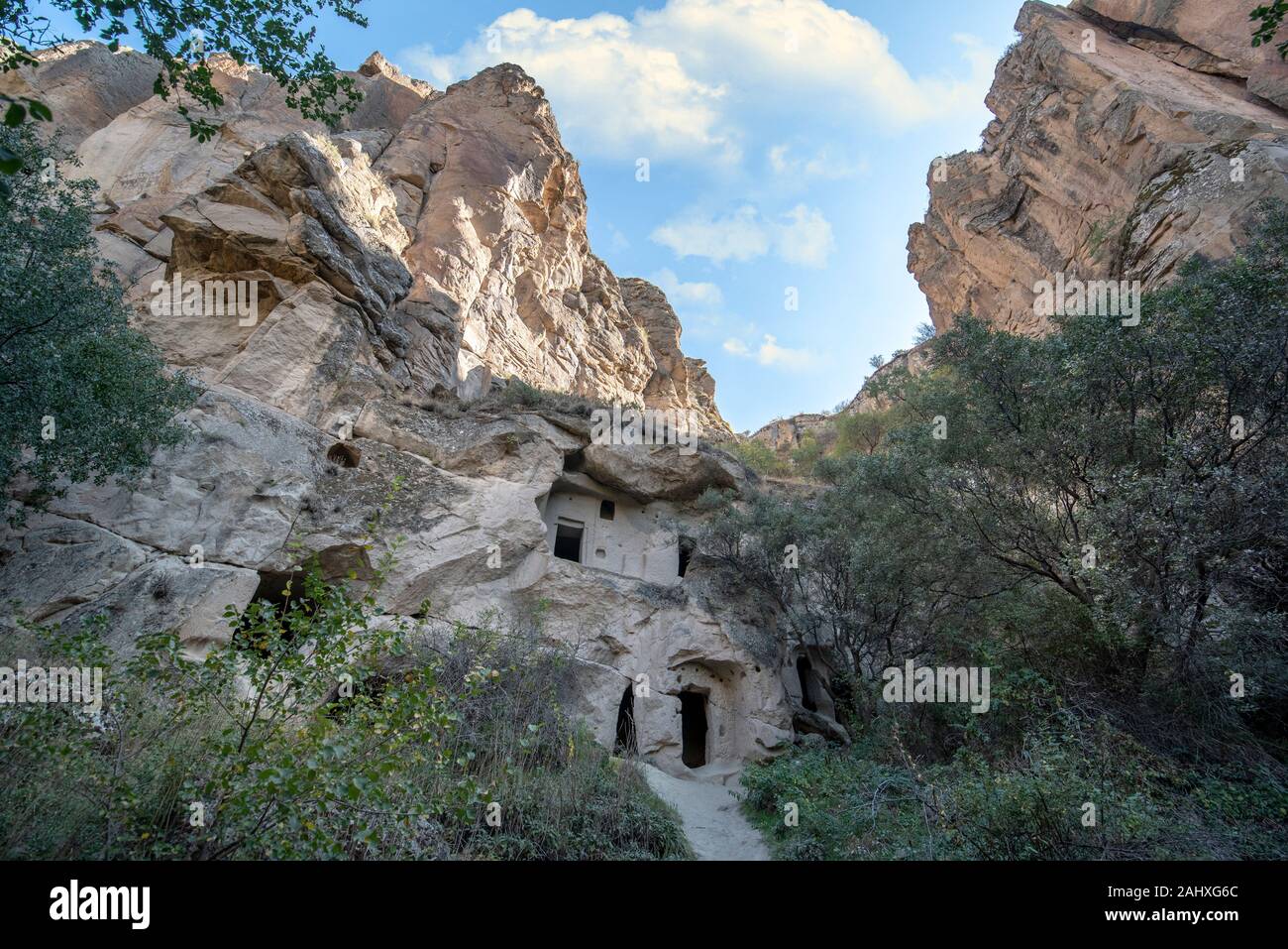 La Valle di Ihlara o Valle di Peristrema o Valle di Ihlara Vadisi è un canyon situato nel sud-ovest della regione turca della Cappadocia. Provincia di Aksaray, Turchia Foto Stock
