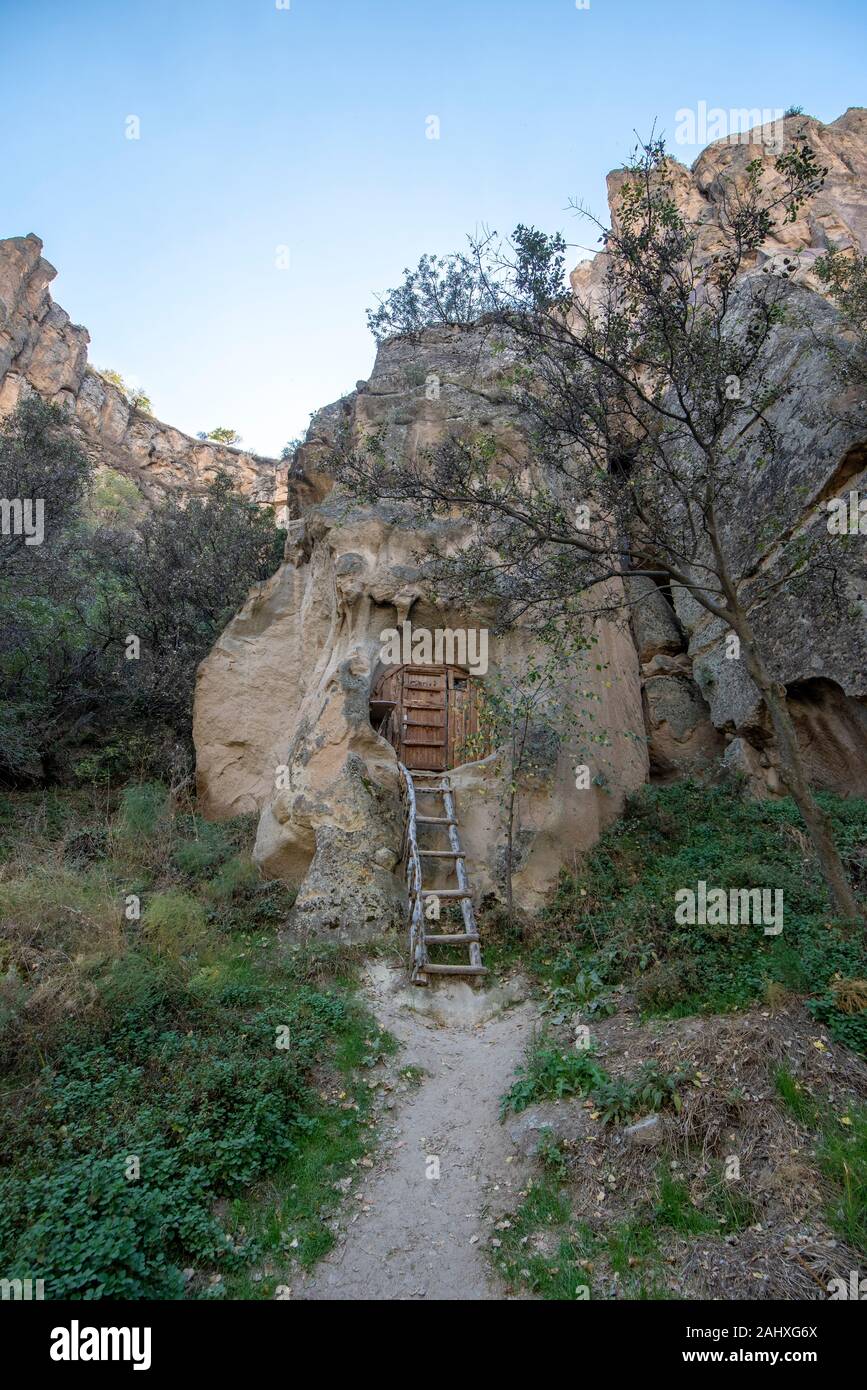 La Valle di Ihlara o Valle di Peristrema o Valle di Ihlara Vadisi è un canyon situato nel sud-ovest della regione turca della Cappadocia. Provincia di Aksaray, Turchia Foto Stock