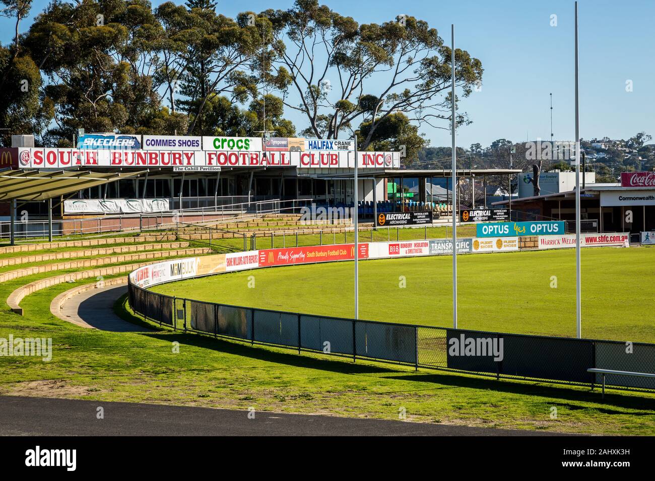 Sud Bunbury, Western Australia, Australia-July 9 2018: Sud Bunbury football club ovale e clubrooms Foto Stock