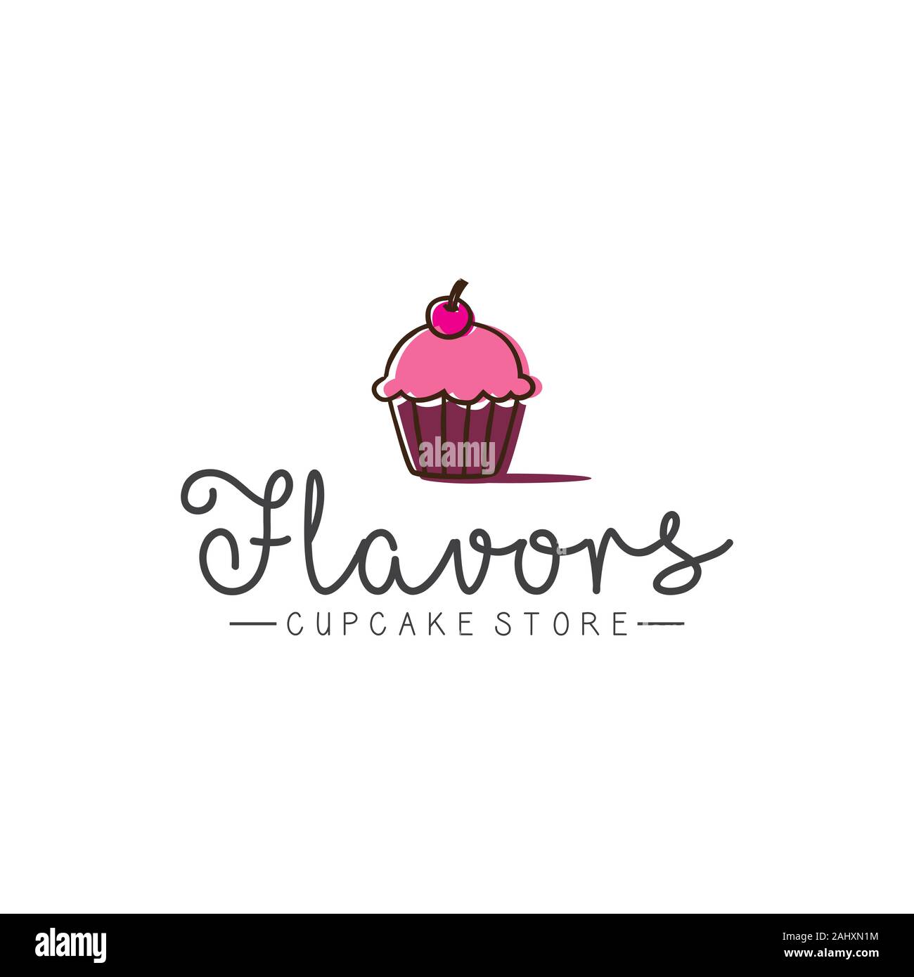 Tortina store logo design ispirazioni, vari sapori cupcake Illustrazione Vettoriale