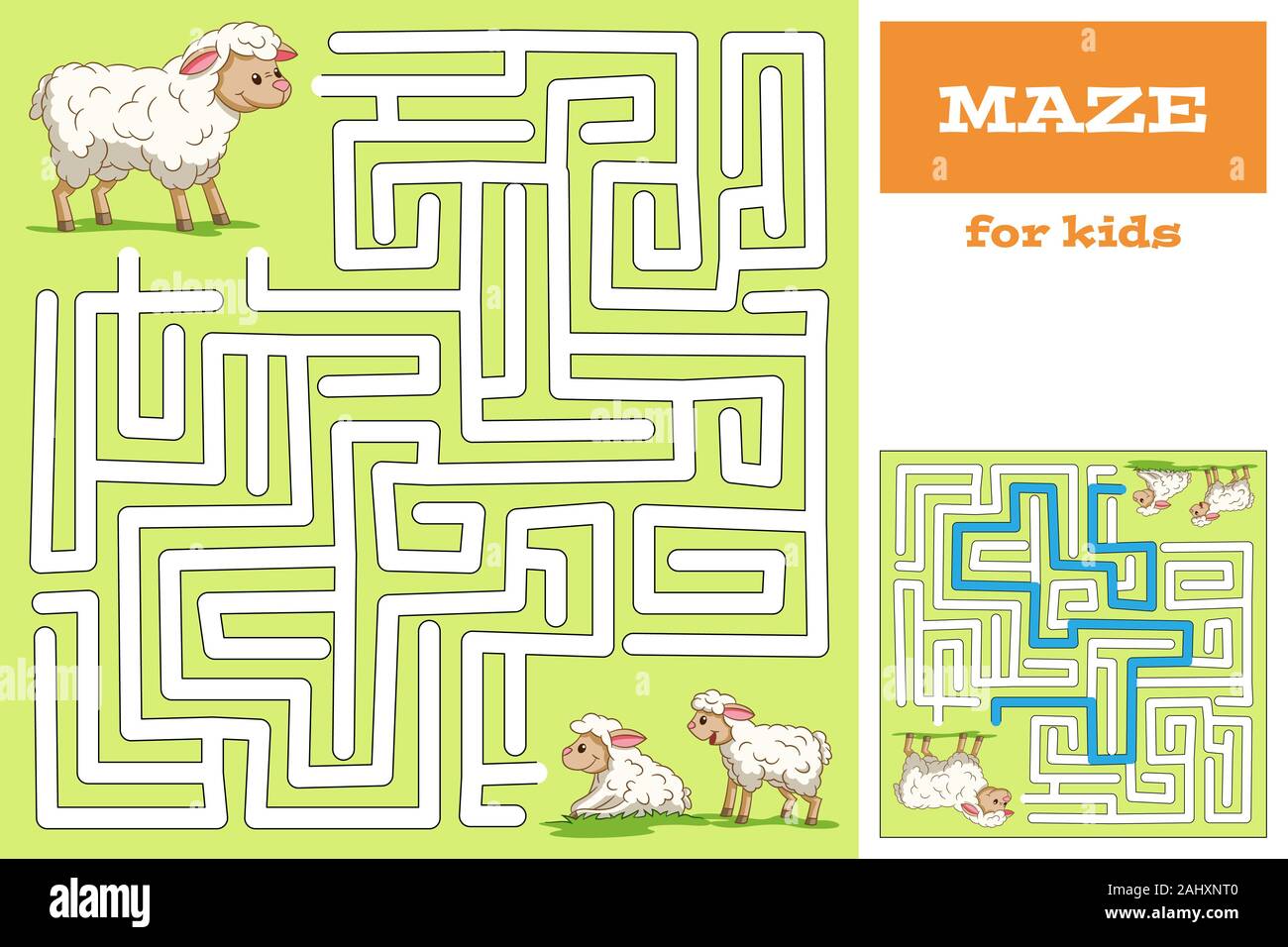 Divertente gioco di cartoni animati per i bambini. Con la soluzione.mano disegnare illustrazione vettoriale con strati separati. Illustrazione Vettoriale