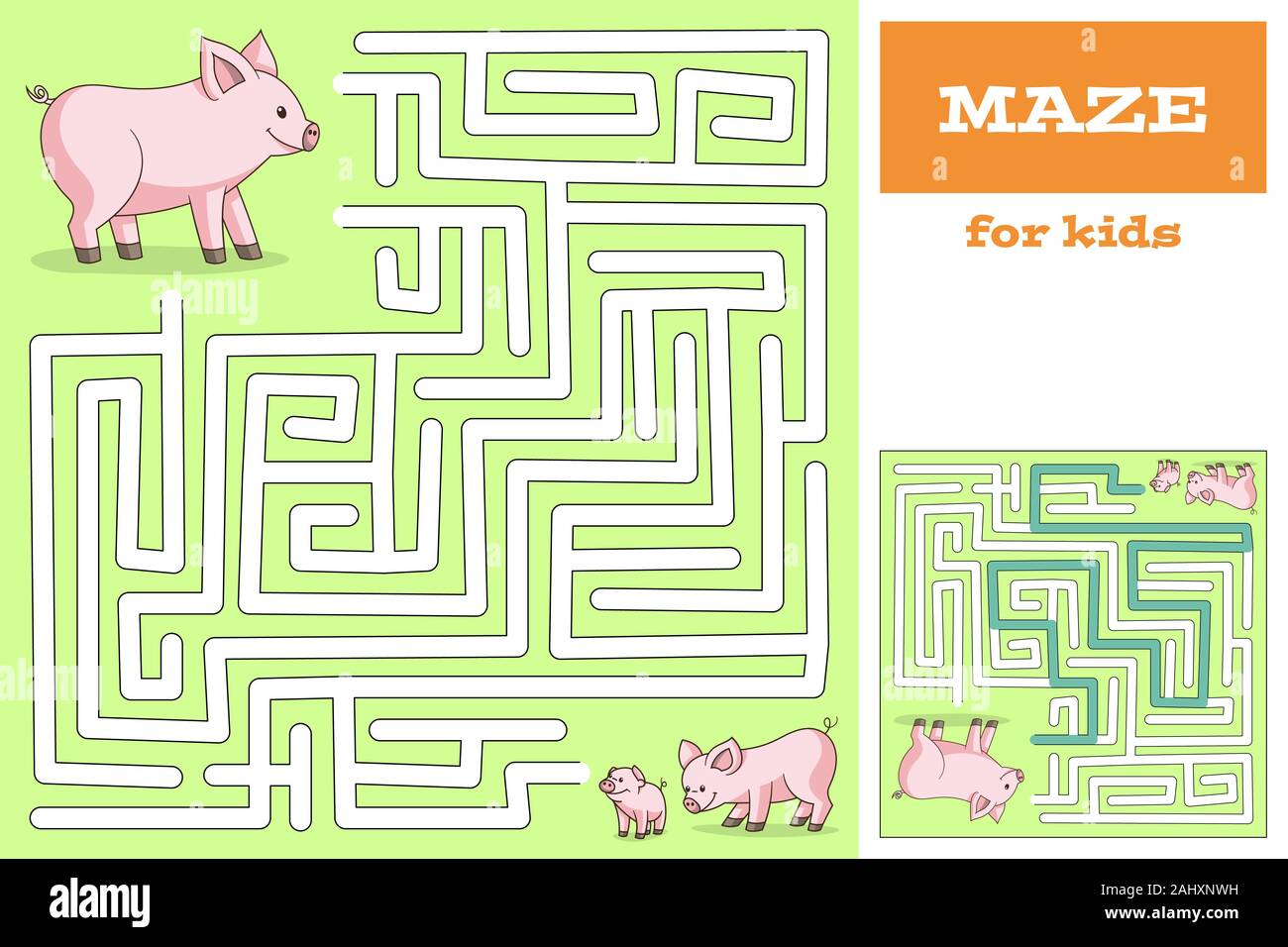 Divertente gioco di cartoni animati per i bambini. Con la soluzione.mano disegnare illustrazione vettoriale con strati separati. Illustrazione Vettoriale