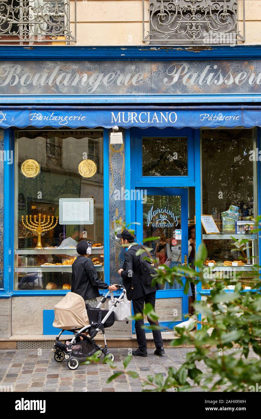 Panificio, negozi ebrei a Le Marais, Parigi, Francia Foto Stock