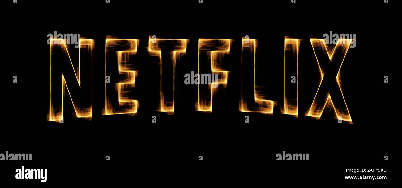 Cape Town, Sud Africa - 1 Gennaio 2020: Giallo Fiamme effetto sull'icona  Netflix logo su sfondo nero Foto stock - Alamy