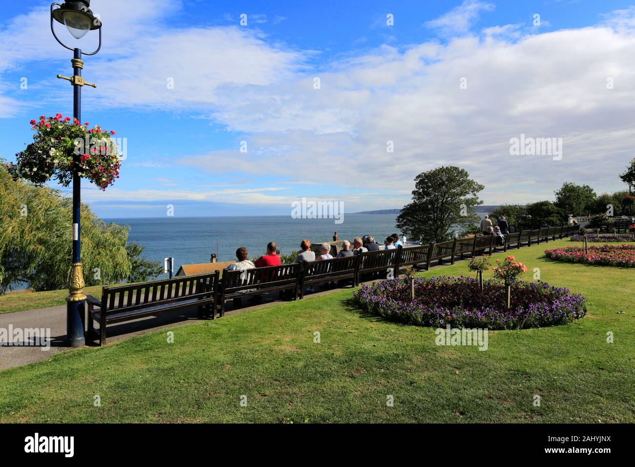 Crescent Gardens, Filey town, North Yorkshire, Inghilterra, Regno Unito Foto Stock