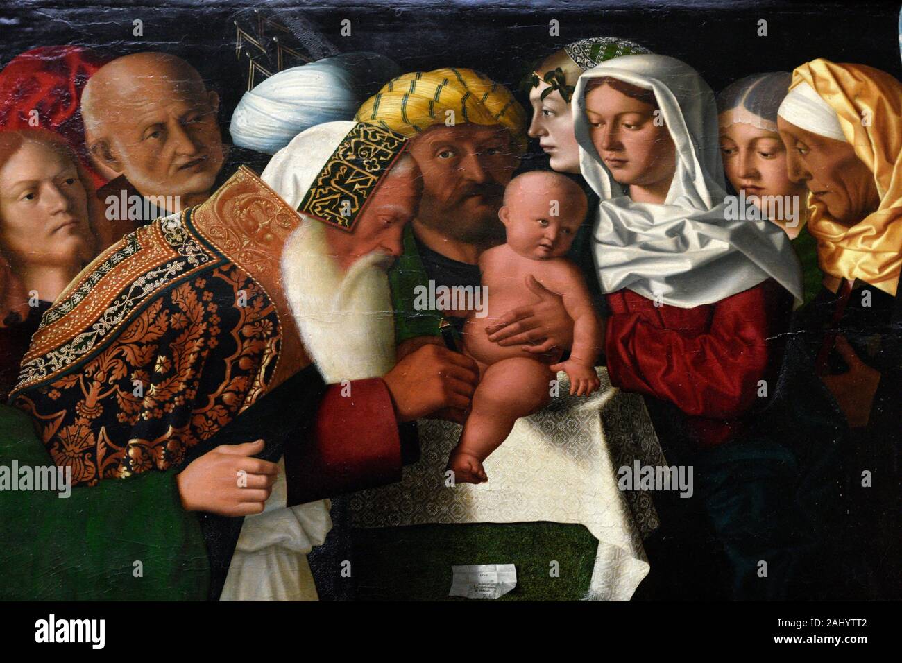 La Circoncision, 1506, dall'artista Bartolomeo Veneto, al museo del Louvre di Parigi, Francia. Foto Stock