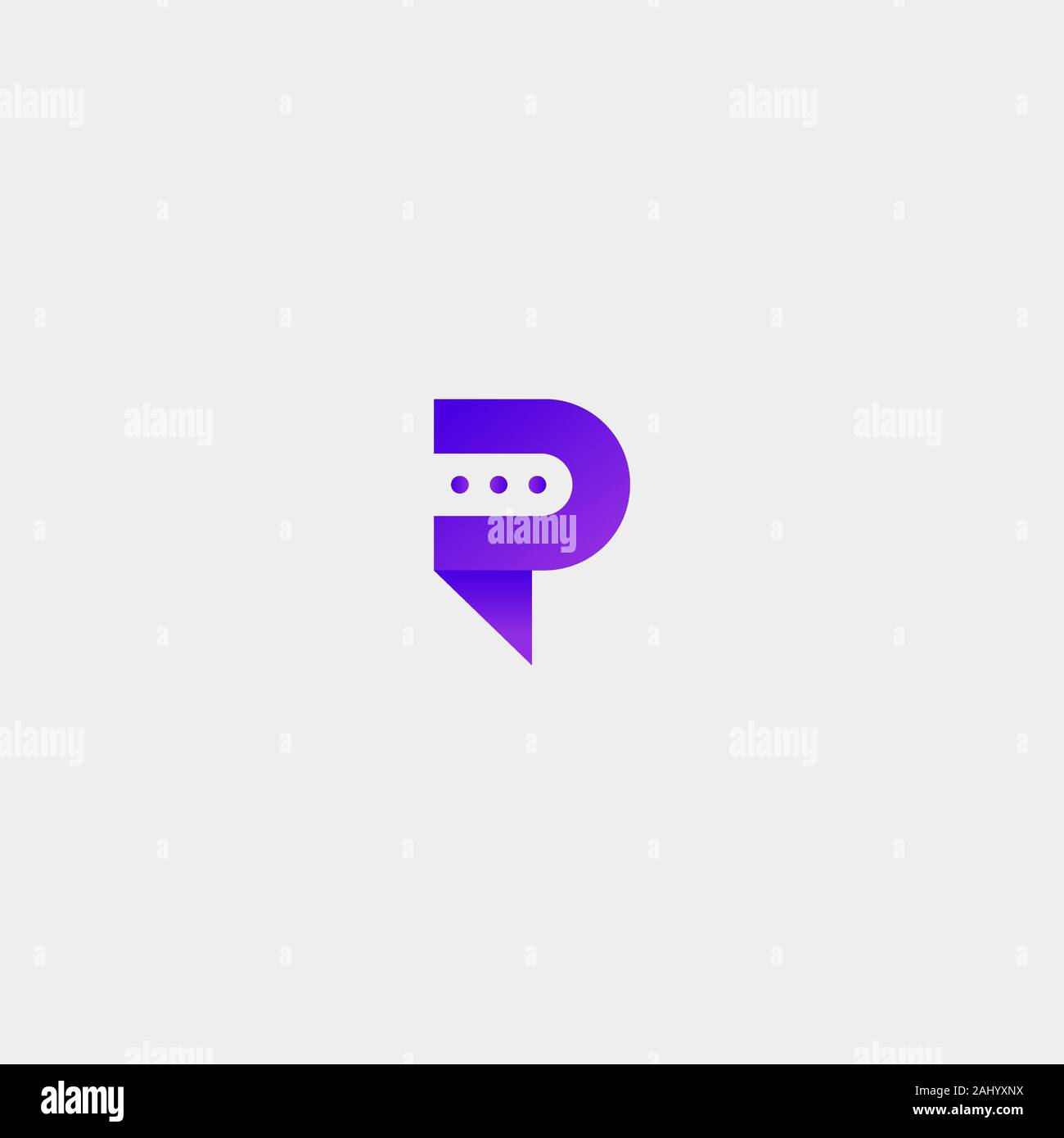 Lettera p Chat bolla del vettore modello di Logo Illustrazione Vettoriale
