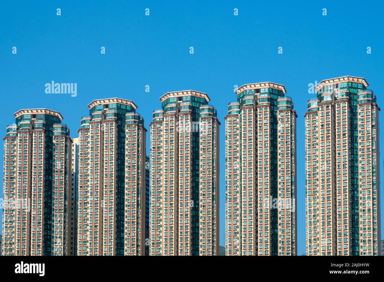Edifici grattacielo , edificio di appartamenti alto edificio complesso, HongKong Foto Stock