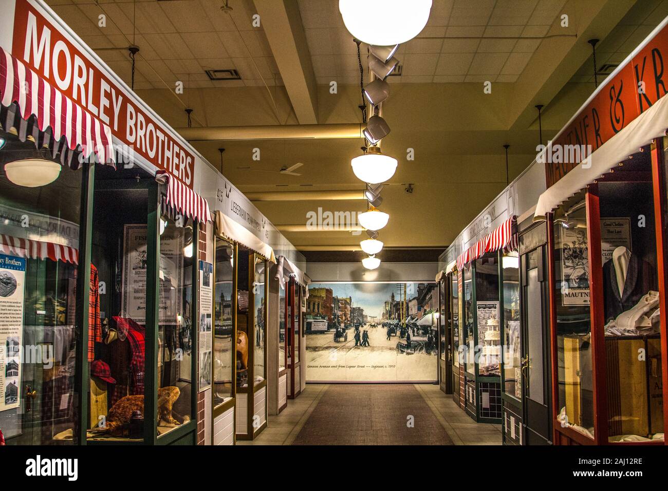 La Saginaw, Michigan, Stati Uniti d'America - 9 Ottobre 2018: le storiche strade di Saginaw presso il famoso Castello museo nel centro cittadino di Saginaw. Foto Stock