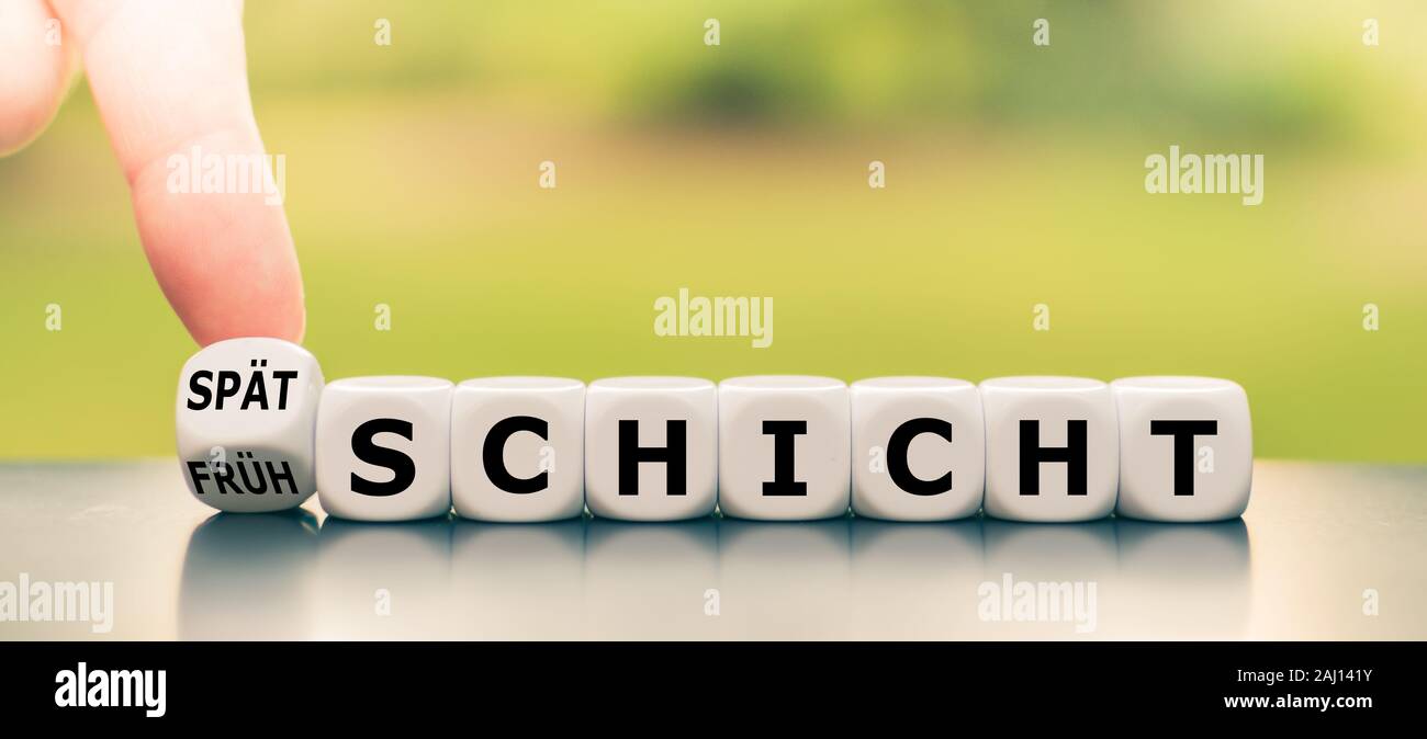 Simbolo per la scelta del 'Inizio turno' ('Frühschicht' in tedesco) o il 'late shift" (Spätschicht' in tedesco). Foto Stock