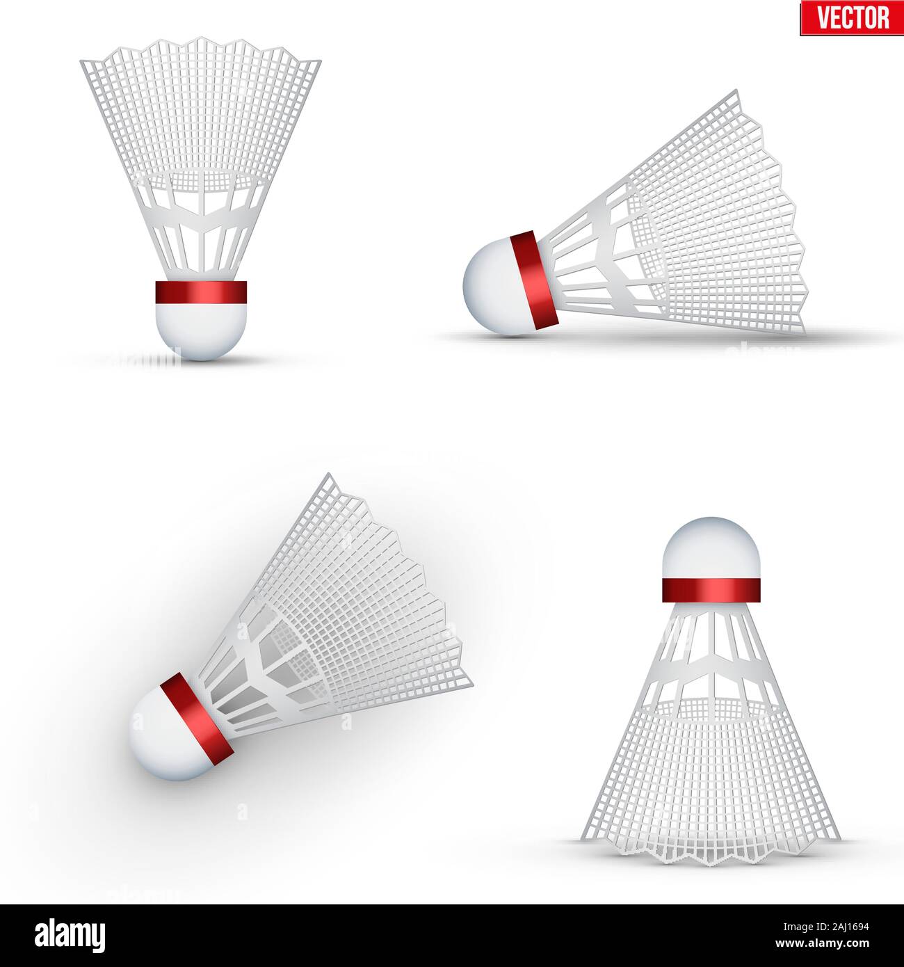 Set di badminton shuttlecocks isolati Illustrazione Vettoriale