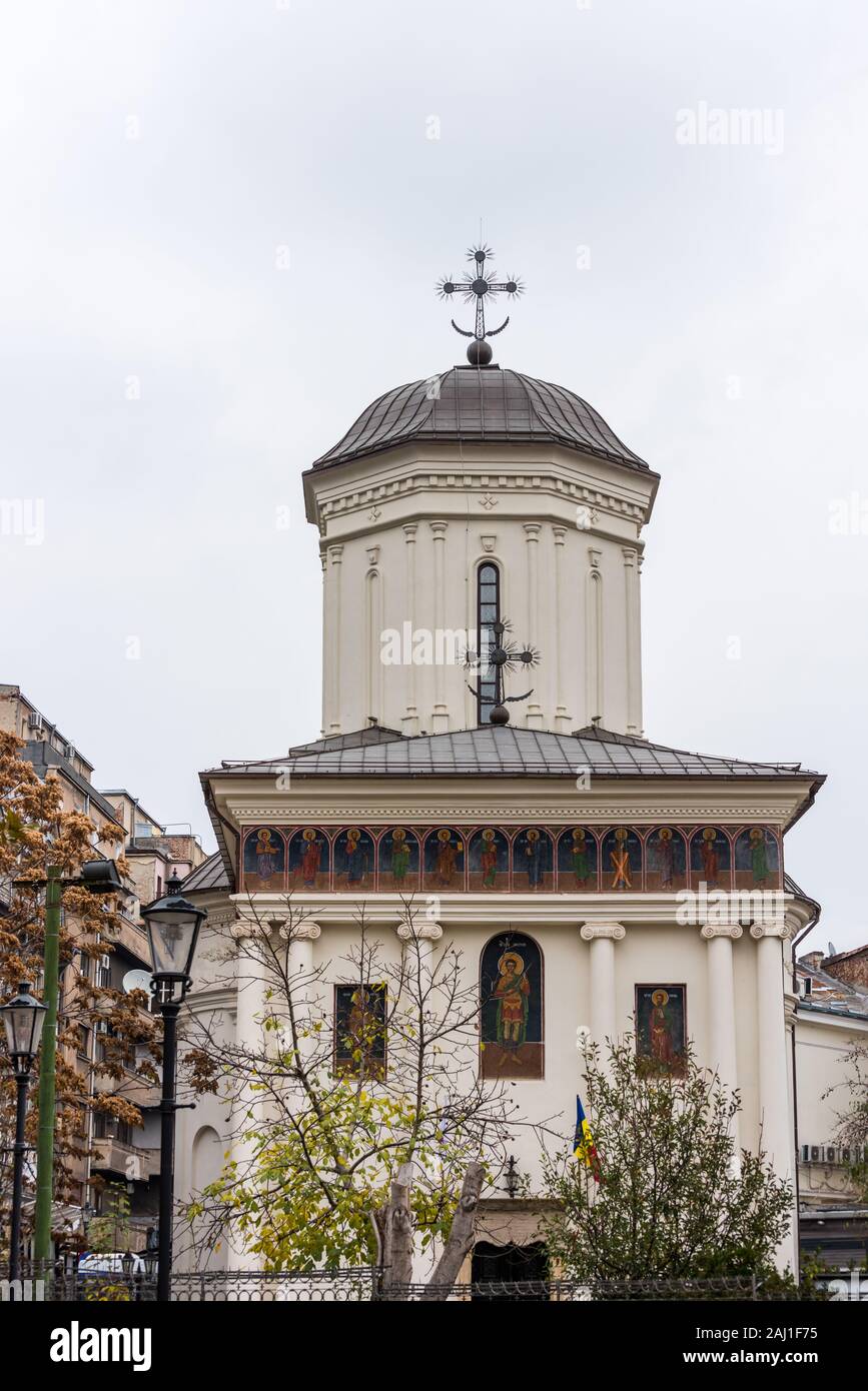 Torre di San Demetrio chiesa nel centro storico di Bucarest, Romania Foto Stock
