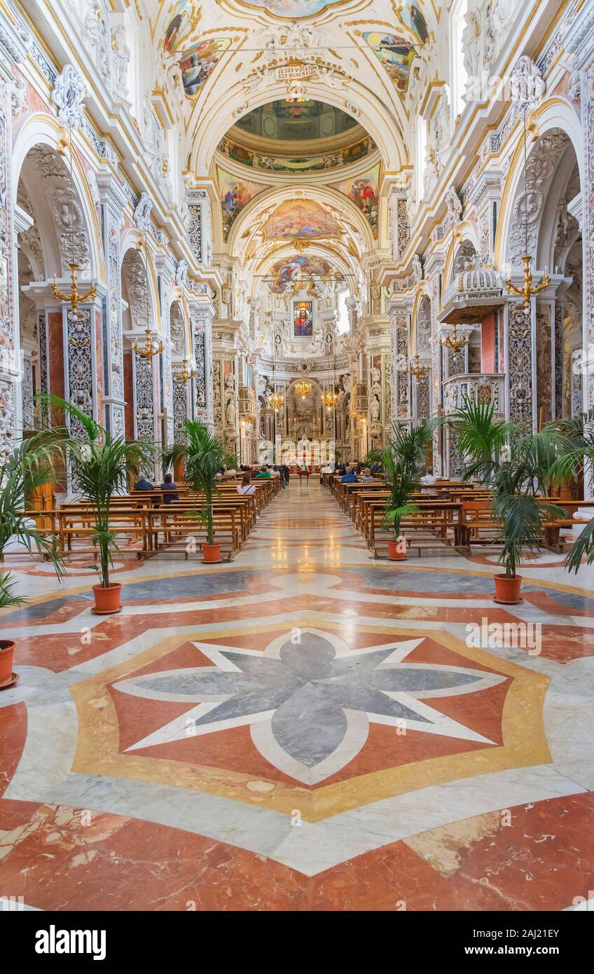 Interno della chiesa di Santa Maria del Gesu, Palermo, Sicilia, Italia, Europa Foto Stock