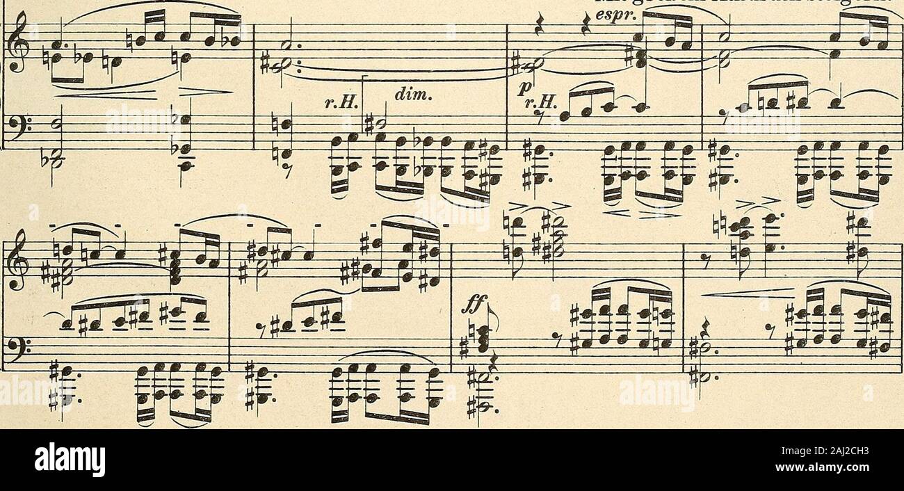 Eine florentinische Tragödie : Oper in einem Aufzug, Op 16 . CEr geht nach rückwärts, nimmt sein Bündelzusammen und trägt es ins Nebengeraach.) Ä m ^n ttffp das kei   nem Gutes 63 fr=^ ? Ho;*-^ ZZZ-Pferd l. Ein presagio, kündet. Mit großem Ausdruck steigern.. In fortwährender Steigerung, doch immer sehr breit Foto Stock