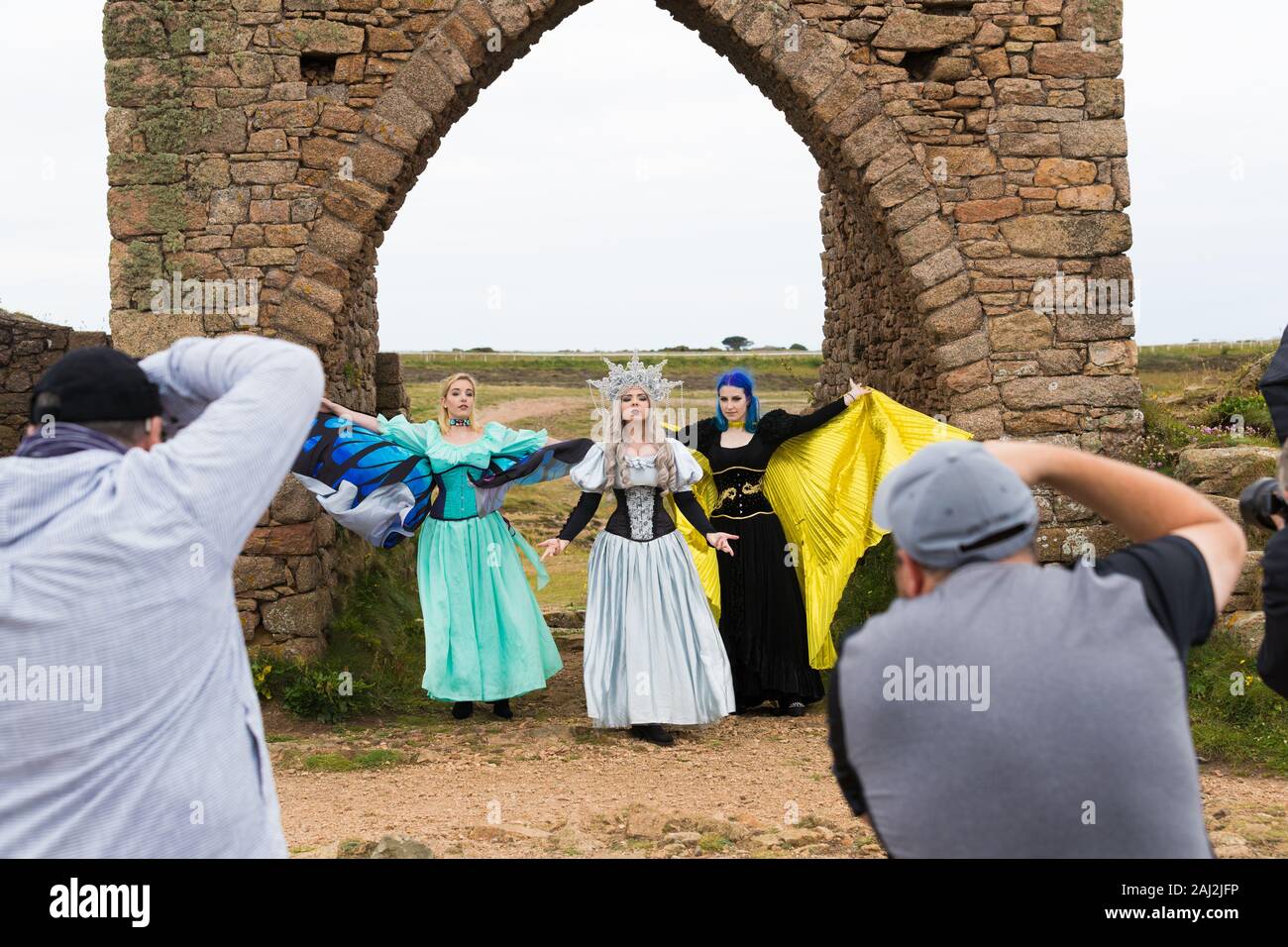 Corso di Fotografia ,workshop ,a Jersey Grosnez castello e sulle scogliere Foto Stock