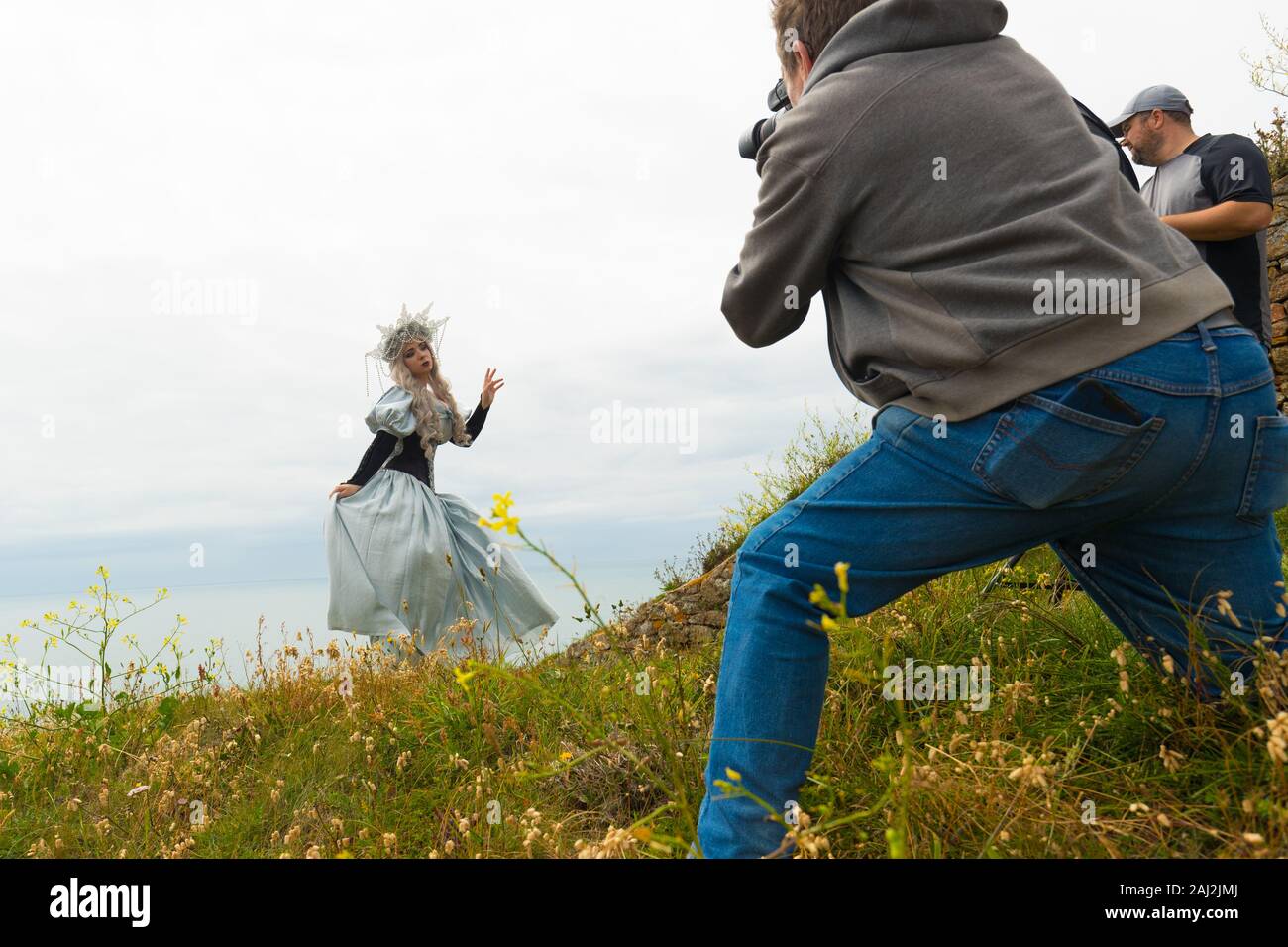 Corso di Fotografia ,workshop ,a Jersey Grosnez castello e sulle scogliere Foto Stock