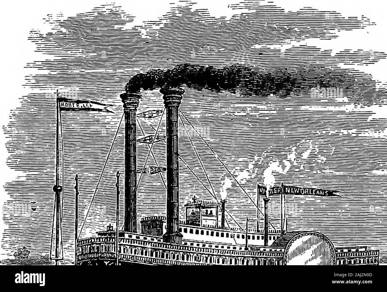 Una storia di crescita del vapore-motore . " H 384 IL VAPORE-motore di al-giorno. o un po' più di 2^ libbre per cavalli di potenza. Il costrut-zione di un tale recipiente occupa, solitamente di circa un anno, andcosts un quarto di milione di dollari. Il non-condensa ad effetto diretto motore viene usato princi-pally sulle rive occidentali, azionato da vapore da 100a 150 libbre di pressione, ed esaurisce la sua vapore nell'a-mosphere. È la forma più semplice possibile di direct-actingengine. Le valvole sono solitamente delle varietà a fungo,e sono azionati da camme che agiscono in corrispondenza delle estremità della lunga. t-f Fio. 138.-A Mississippi Foto Stock