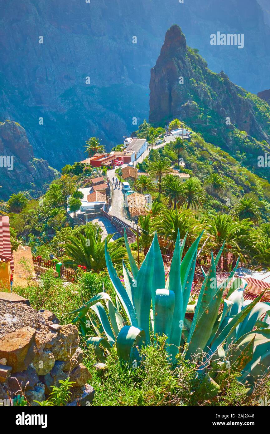 Villaggio di montagna Masca in Tenerife, l'isola delle Canarie Foto Stock