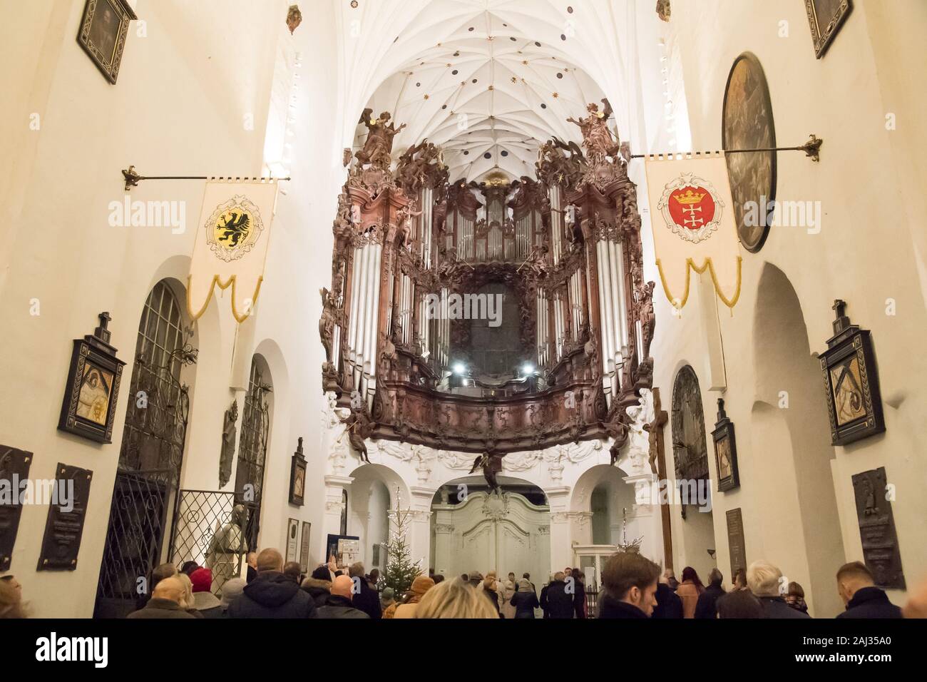 Famoso rococò grande organo di Oliwa in mattoni in stile gotico archikatedralna Bazylika pod wezwaniem Trojcy Swietej, Najswietszej Marii Panny ho Swietego Bernarda (un Foto Stock