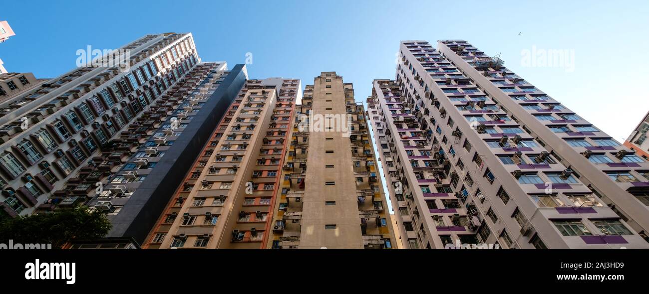 Edificio residenziale facciata, real estate esterno, HongKong - Foto Stock