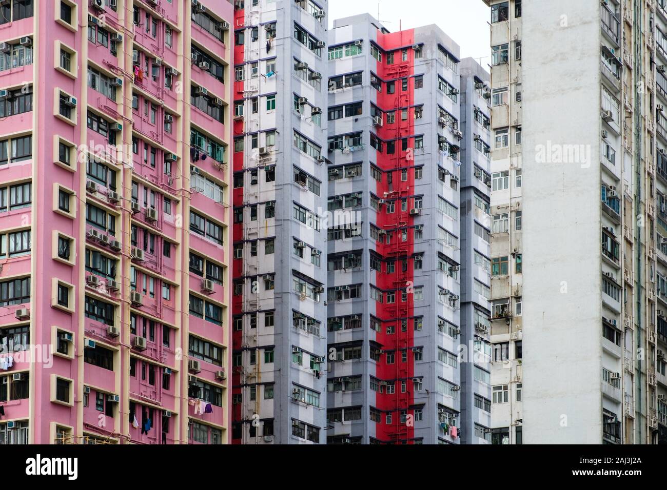 Edificio residenziale facciata, real estate esterno, HongKong - Foto Stock
