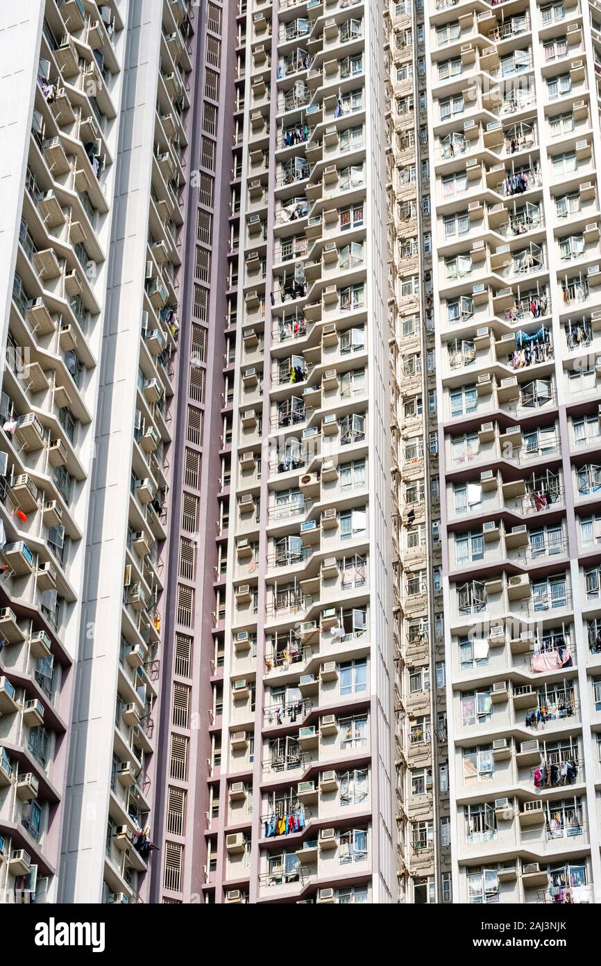 Il grattacielo residenziale edificio, real estate esterno, HongKong - Foto Stock