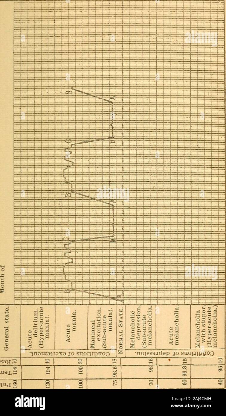 Un manuale pratico di medicina mentale . duiaiS asjnj 2. dsan ? Araaj,; 8prigioniero[2 E E = 1 mese di 7: 3 0 &lt; 3s a. 1 SS3 u 11) c s1 = j o ? 0) su un 3 n s 3 s SB KH BQ iJ "&LT; * o o o ao c 3 o ; 4) 3 ""s J ?cS &lt; io ho aj &lt; t1) C H ! Ho 7 -1-1-- r ;i 1 1 1 j M J 1 1 i^- 1 ?! t--1-1-  T! 1 1 1 | { H= - : 1 L[ I 1 1 1 f £3 3s 5&LT;- c s 3) © - $3 CJ &lt; maniacale [TT T J eccitazione [ j (sub-acuta [ft ] "B5 3 2. 3 &LT;S y o s - -c un/ o 0) 3 OS melanconia ??? T ffffn 4 r con stupore. J1U IN i  . 1 1 1. ... (Hyper-acuto I.. 11111 ILL I ft--i ?- + melanconia ) , TTTTT TFTT1 I I •iTiamaiioxQ Foto Stock