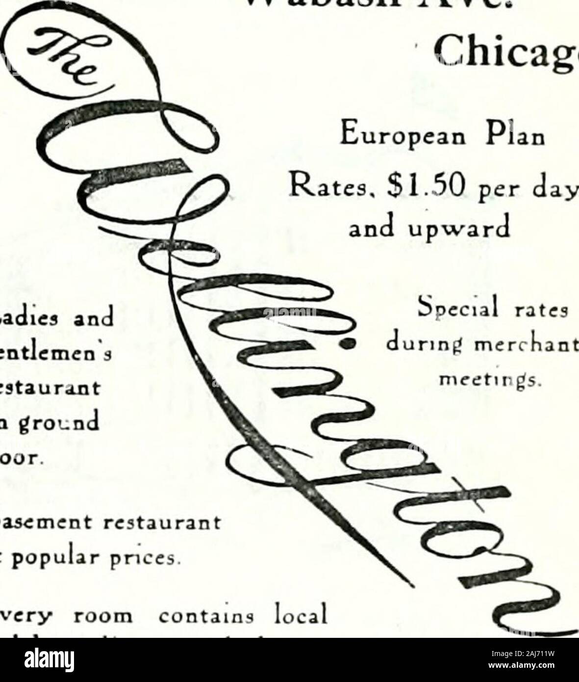 Decima convenzione annuale della Lega dei Comuni americane tenutosi a Chicago il 26 settembre, 27 e 28, 1906 . , Chicago Commrraal AK^ooation f-ctI 7lh Boor. 200 r tariffe. SI.50 al giorno e fino |]I camera Evtry conlain. Gli ioni A...anc&LT;: e tflephon locale,.. ForTil revrvauons atidrcss FRANK H.LL. Manager Tflephont Harr.Mjn iJlX) Quincy San. tra Stato (Sl DearbornCHICAGO. ILLINOIS Jackson Boulevard " Wabash Ave. Chicago il piano europeo le tariffe. $L50 al giorno ana verso l'alto. Lad." e ^-^^ gentlen .er,, Y^ restaur ant X . su groi .nd V piano. Ba5"mc nt ristorante a popu lar pr,ces ogni stanza contiene Foto Stock