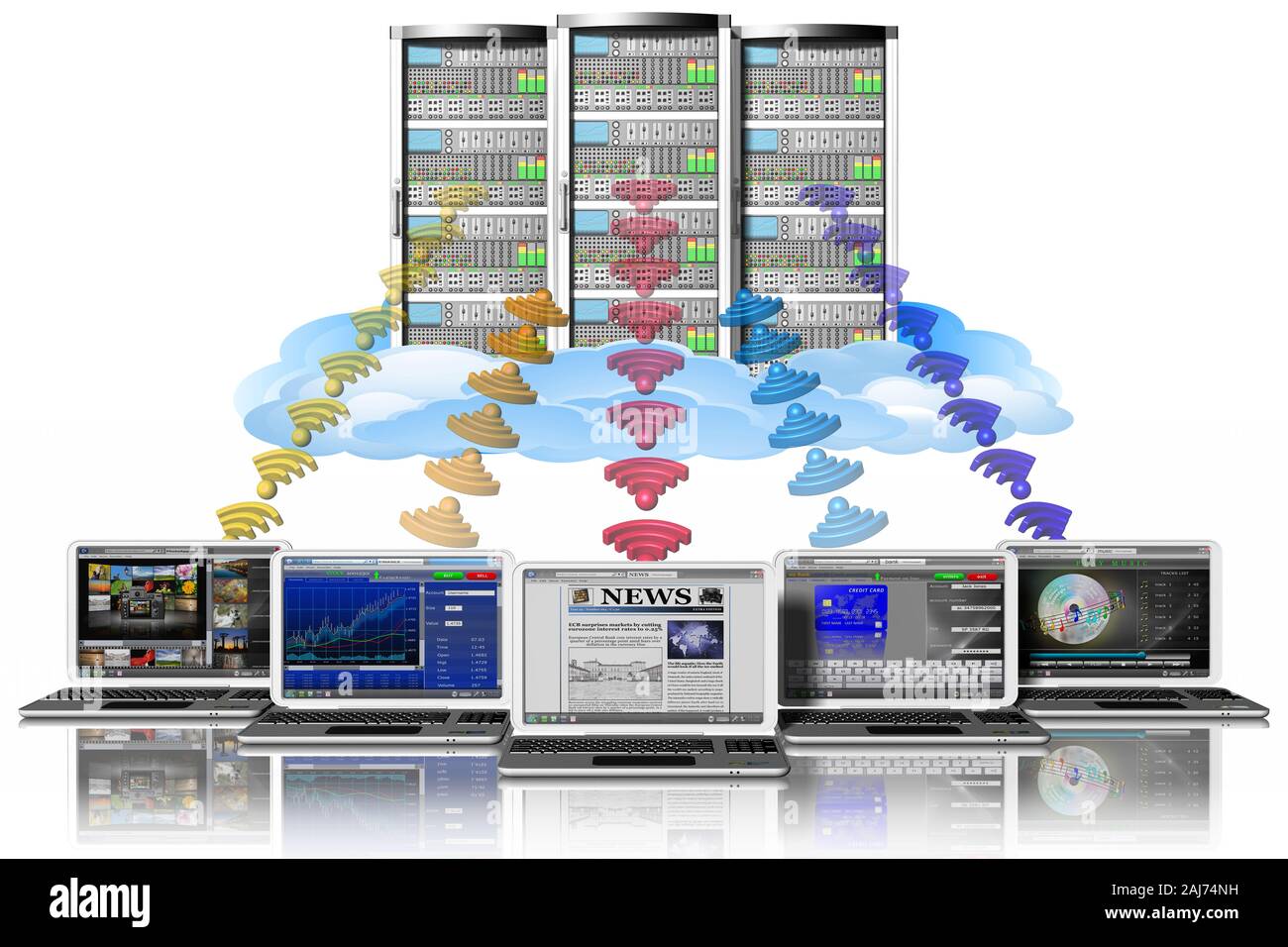 3D'illustrazione. Computer server dati. Il collegamento e la memorizzazione dei dati del calcolatore, applicazioni. Foto Stock 3D'illustrazione. Computer server dati. Il collegamento e la memorizzazione dei dati del calcolatore, applicazioni. Foto Stock