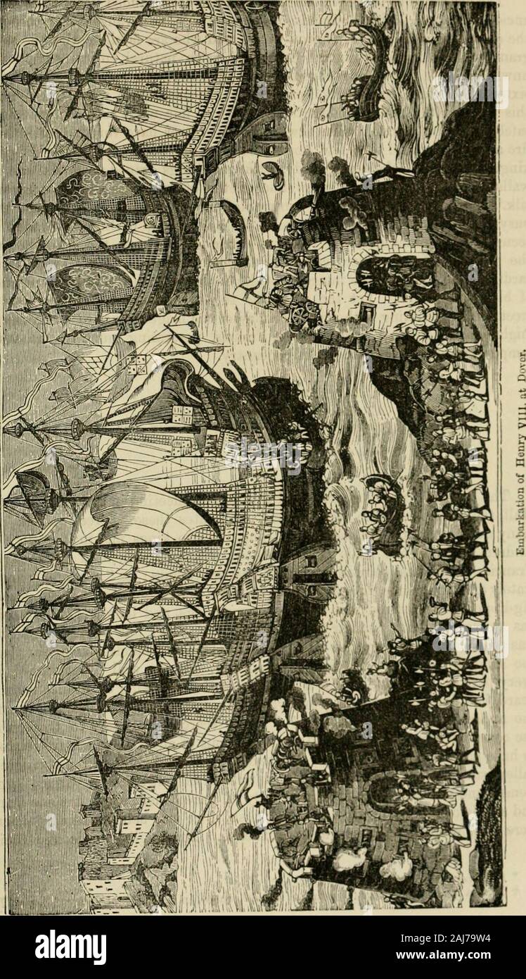 La storia popolare di Inghilterra; una storia illustrata delle società e di governo fin dai primissimi tempi ai nostri tempi . ngs erano broughtto Canterbury, che Charles, l'imperatore eleggere, era sul mare, in vista della costa dell'Inghilterra. Egli era il suo passaggio dalla Spagna per visitare hisdominions nei Paesi Bassi. Egli non poteva passare l'inglese shoreswithout sbarco, ecco il re che egli in modo reverenced e la zia di heso tanto amata. Wolsey si affrettò a dover accogliere Carlo, che landedat Hythe. Il Deus ex macMna fu prodotta per la meraviglia ofall spettatori e nessuno ha visto le ruote di un Foto Stock