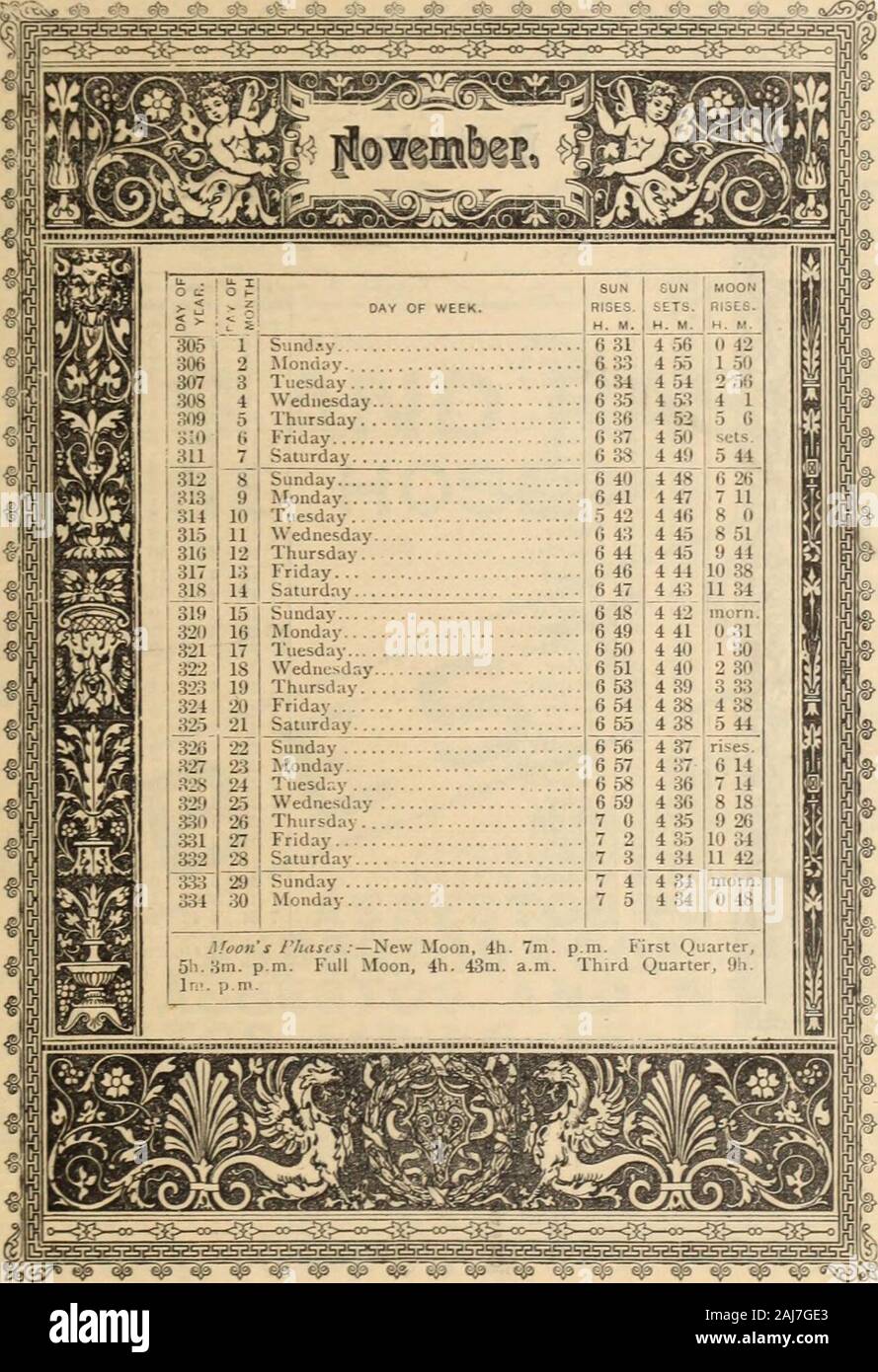 Il Carnevale e almanacco ufficiale del programma : (illustrata) castello di ghiaccio, condora egiziano, costeggiando le scene, &C occorrenze astronomiche e varie questione, calcolato per il continente in America e in Europa . es dopoil Sun ; sulla 27 a 6h 50 m p.m., o ih 3m dopo il tramonto. Ella è vicino al Moonon ennesimo. Lei è nel suo nodo discendente sul 12th. Marte sorge sull'ist a oh 35m del mattino, sul loth a oh 29m del mattino, sul 2oih a oh 23mam., e al trentesimo a oh i8m a.m. Egli è vicino la luna sul sth. .Iupiti;k imposta sull'ist a 7h im p.m., o 15 minuti dopo che il Sole ha impostato; su t Foto Stock