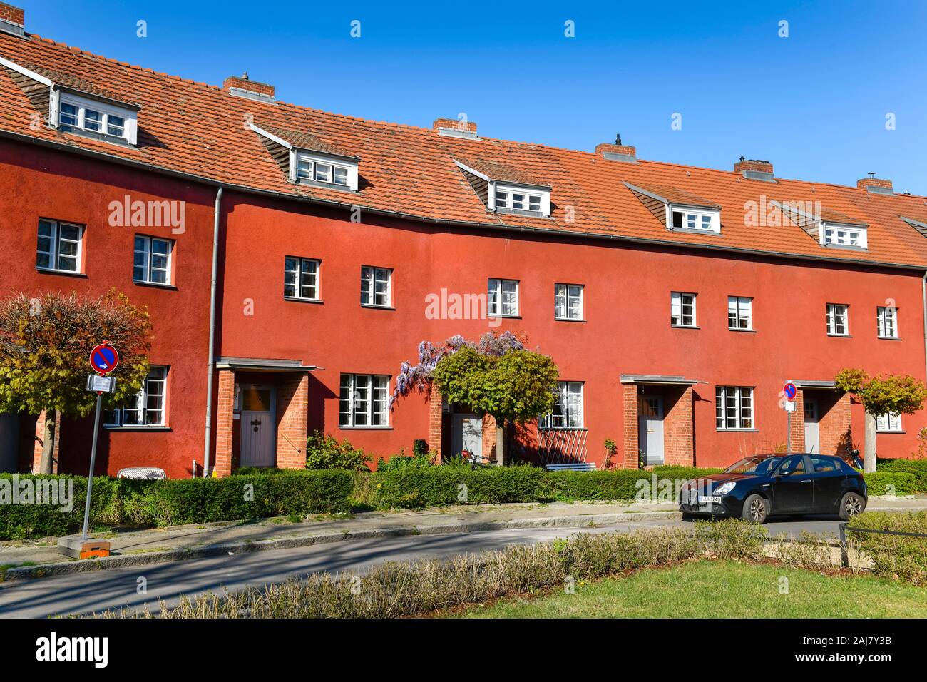 Wohnhäuser, Hüsung, Hufeisensiedlung, Britz, Neukölln, Berlino, Deutschland Foto Stock