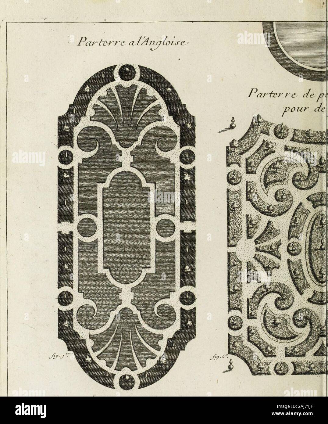 La theorie et la pratique du jardinage : , comme sont les parterres fioriti, les bosquets, les boulingrins, &c : contenant plusieurs piani et disposizioni Generales de jardins, nouveaux desseins de parterres fioriti .. & Autres ornemens servo à la decorazione & embélissement des jardins : avec la maniere de dresser terreno onu .. . Ho jt 3 Tôt ses Foto Stock